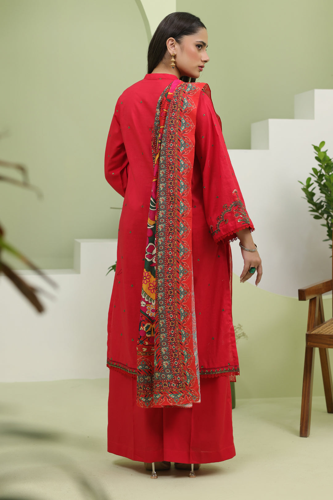 Zellbury | Unstitched 3 Piece Slub | Embroidered Shirt Shalwar Dupatta - 1272 - Libasekhas