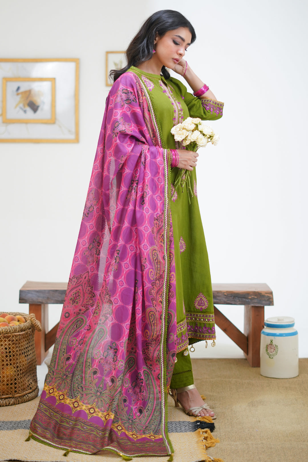 Zellbury | Unstitched 3 Piece Lawn | Embroidered Shirt Shalwar Dupatta - 1273 - House Of Zarish