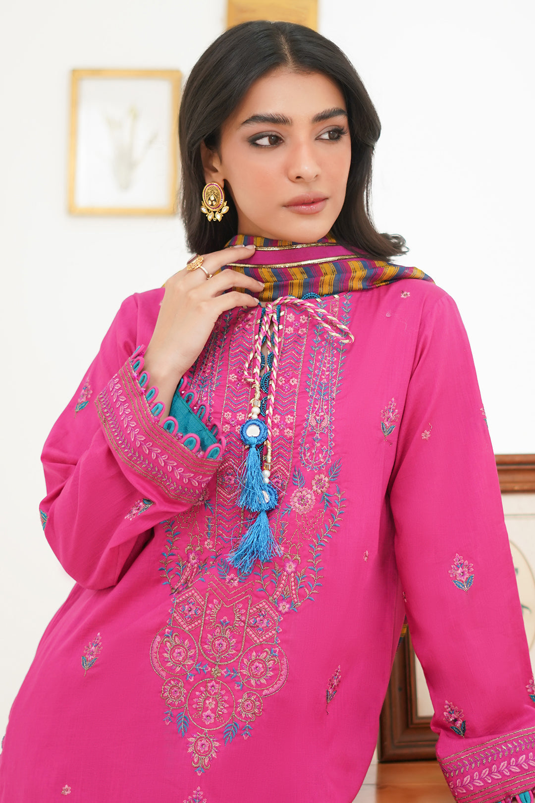 Zellbury | Unstitched 3 Piece Lawn | Embroidered Shirt Shalwar Dupatta - 1276 - House Of Zarish