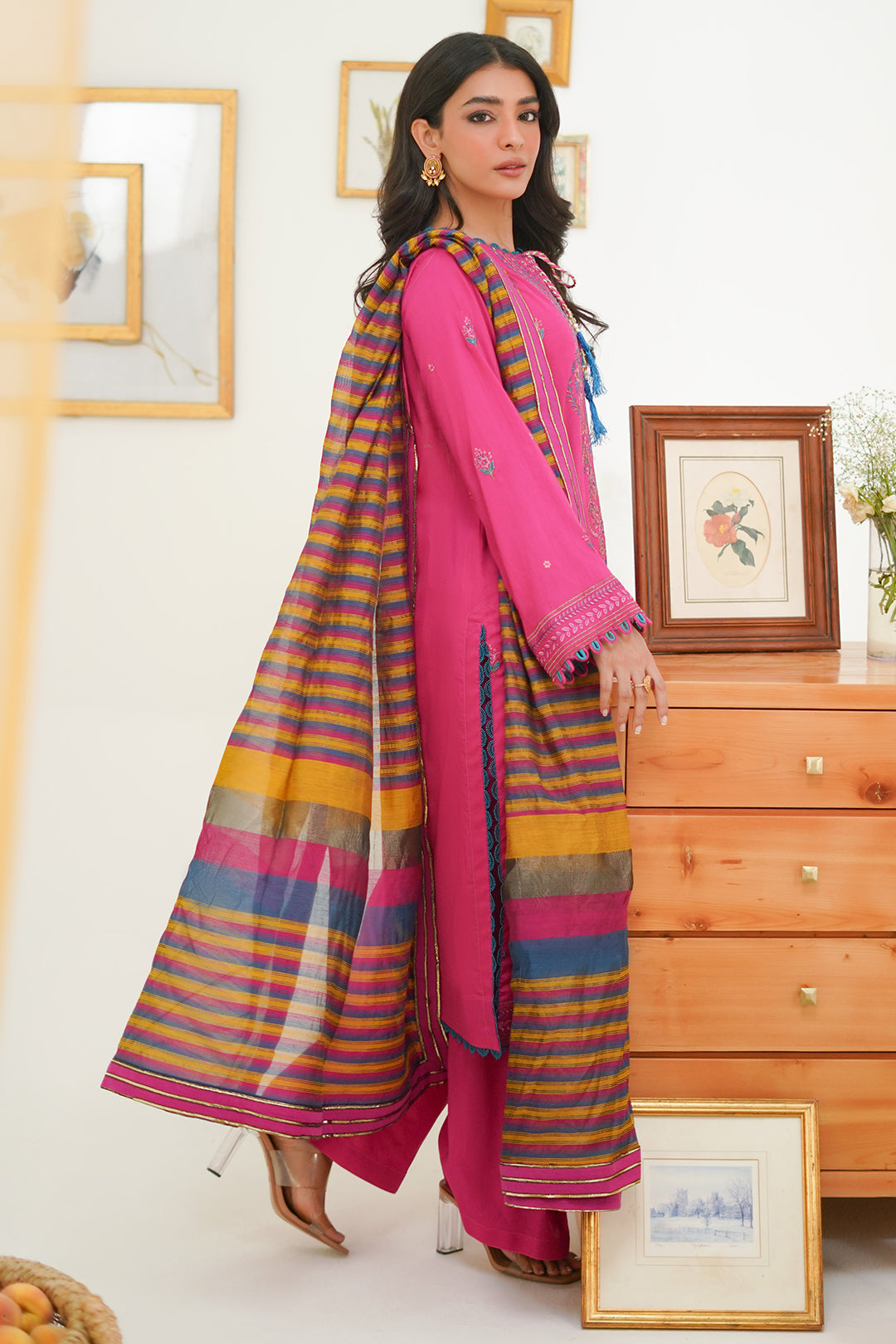 Zellbury | Unstitched 3 Piece Lawn | Embroidered Shirt Shalwar Dupatta - 1276 - House Of Zarish