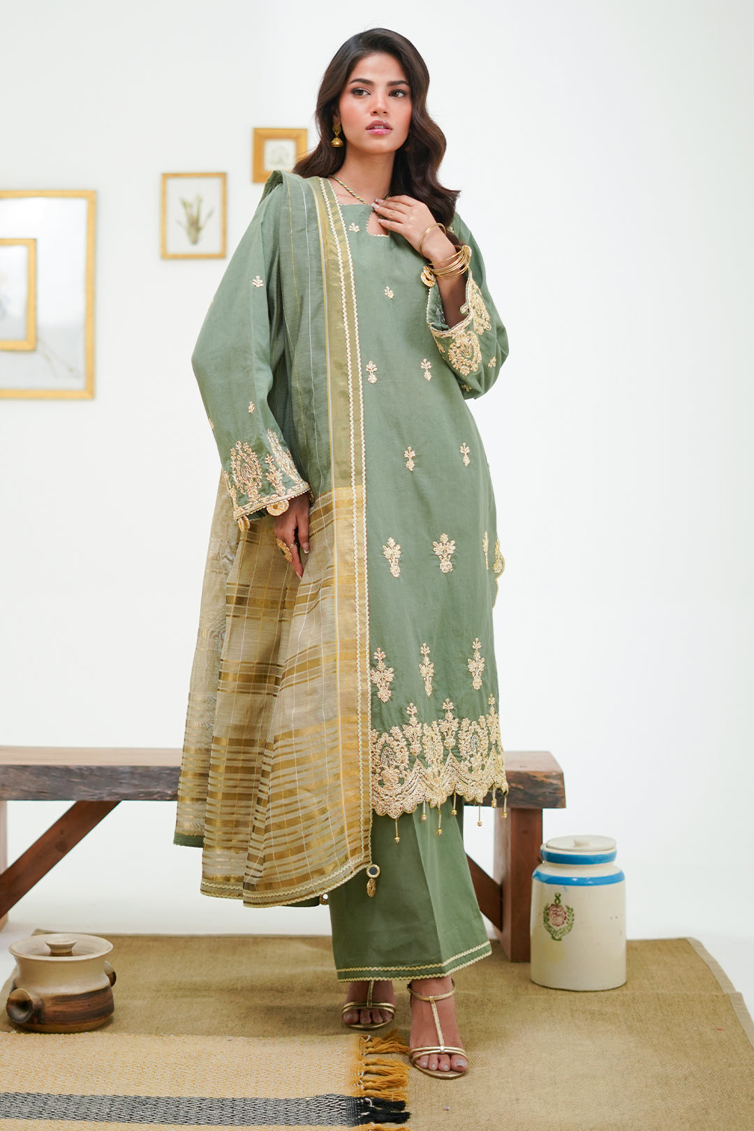 Zellbury | Unstitched 3 Piece Cambric | Embroidered Shirt Shalwar Dupatta - 1284 - House Of Zarish
