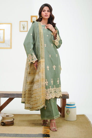 Zellbury | Unstitched 3 Piece Cambric | Embroidered Shirt Shalwar Dupatta - 1284 - House Of Zarish