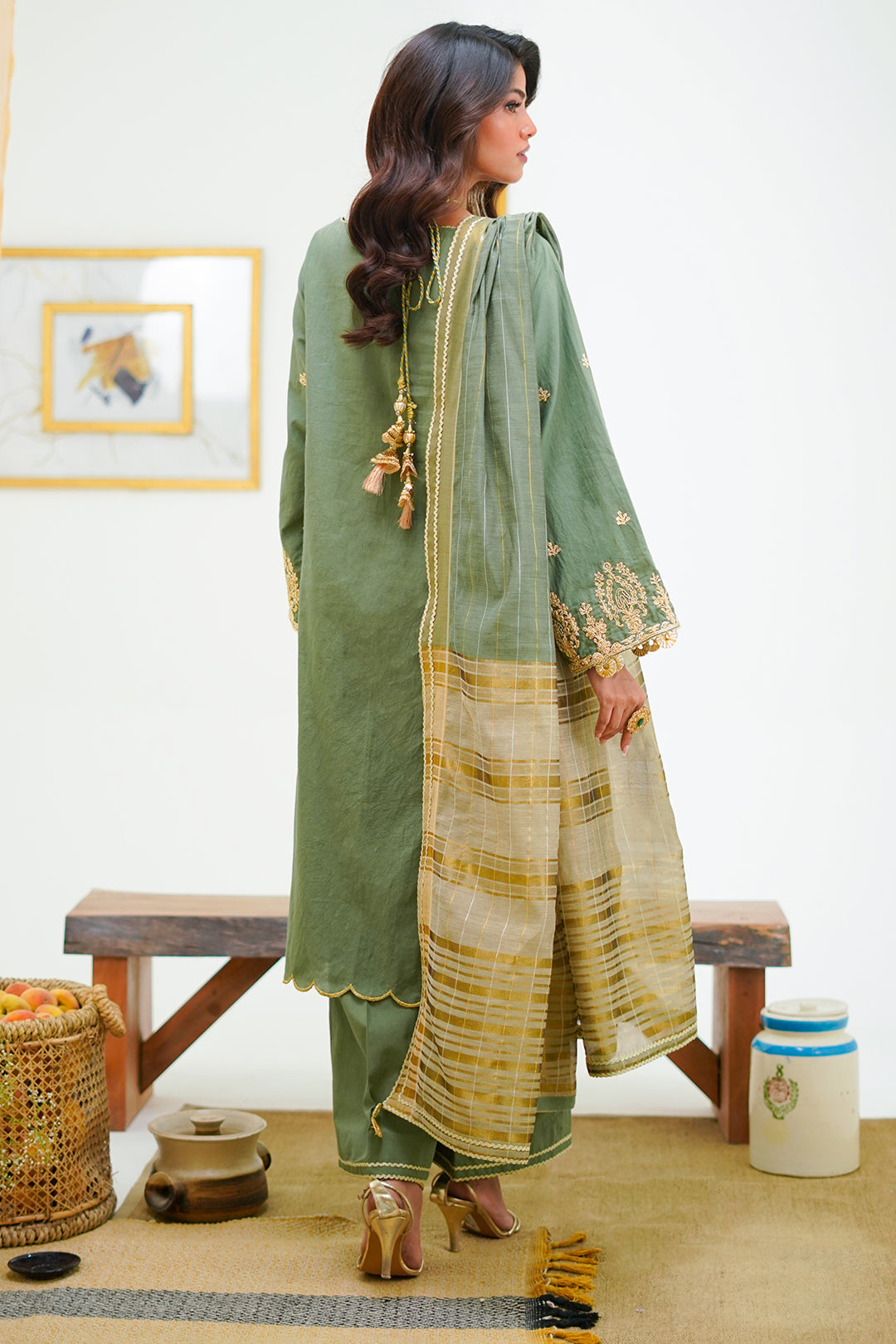 Zellbury | Unstitched 3 Piece Cambric | Embroidered Shirt Shalwar Dupatta - 1284 - House Of Zarish