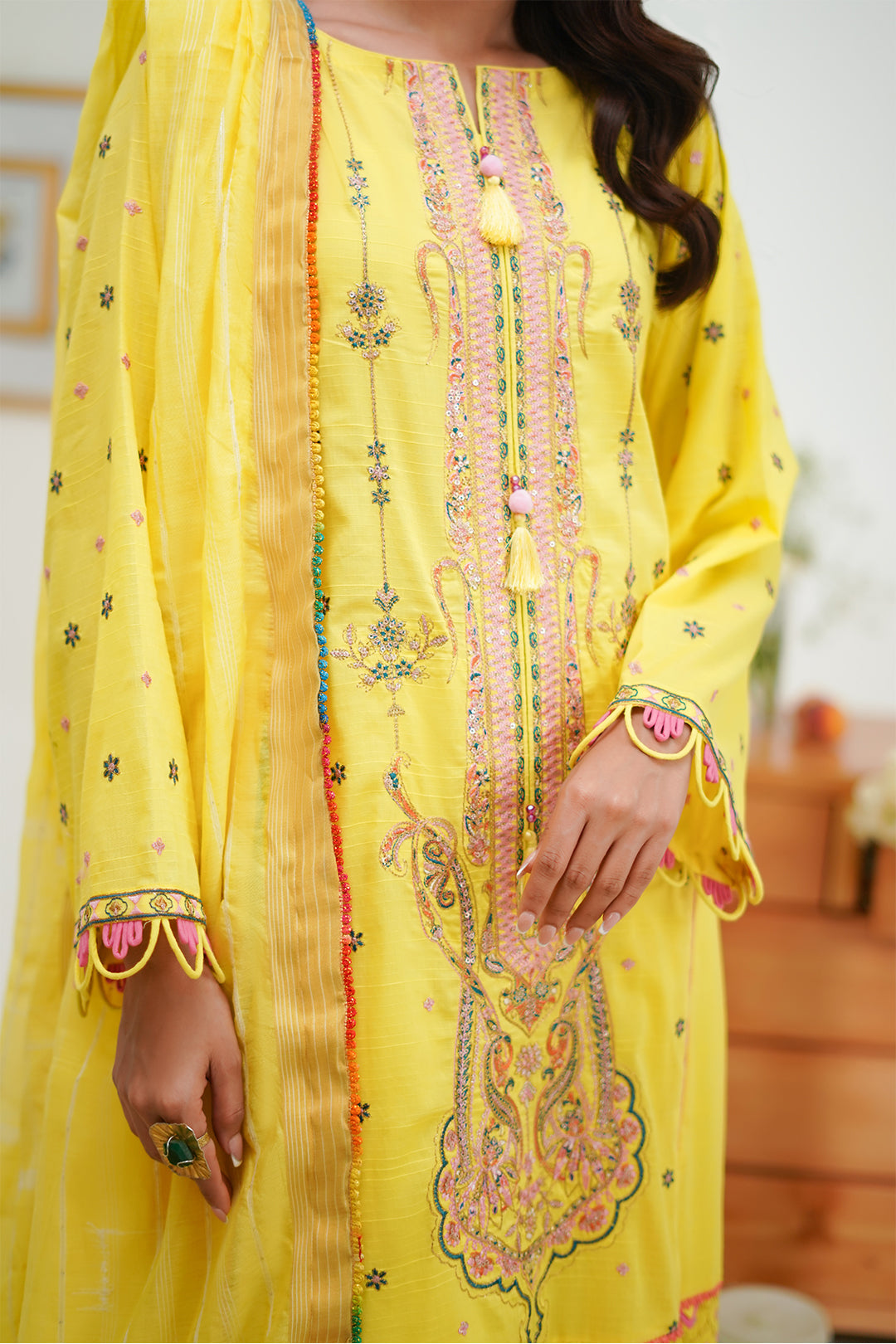 Zellbury | Unstitched 3 Piece Lawn | Embroidered Shirt Shalwar Dupatta - 1285 - House Of Zarish