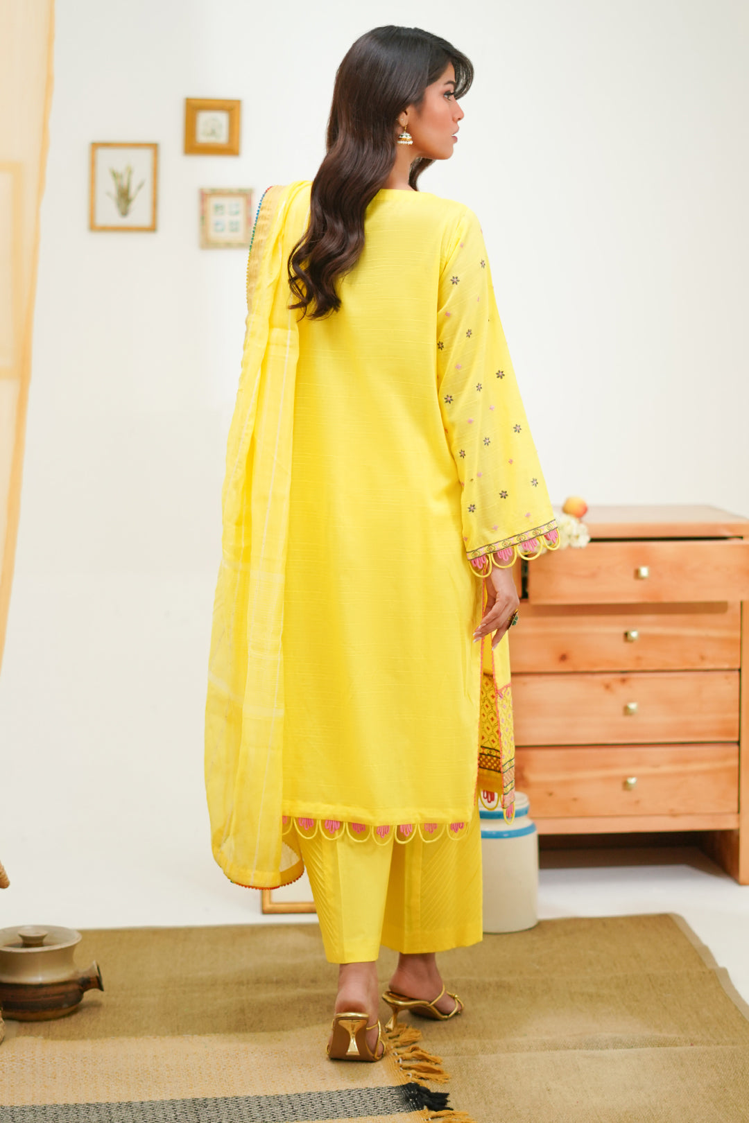 Zellbury | Unstitched 3 Piece Lawn | Embroidered Shirt Shalwar Dupatta - 1285 - House Of Zarish