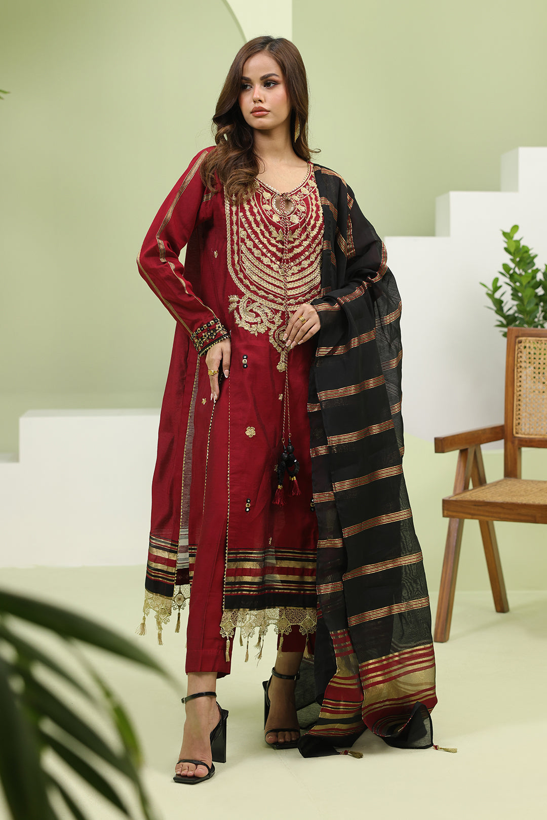 Zellbury | Unstitched 3 Piece Yarn | Embroidered Shirt Shalwar Dupatta - 1294 - House Of Zarish