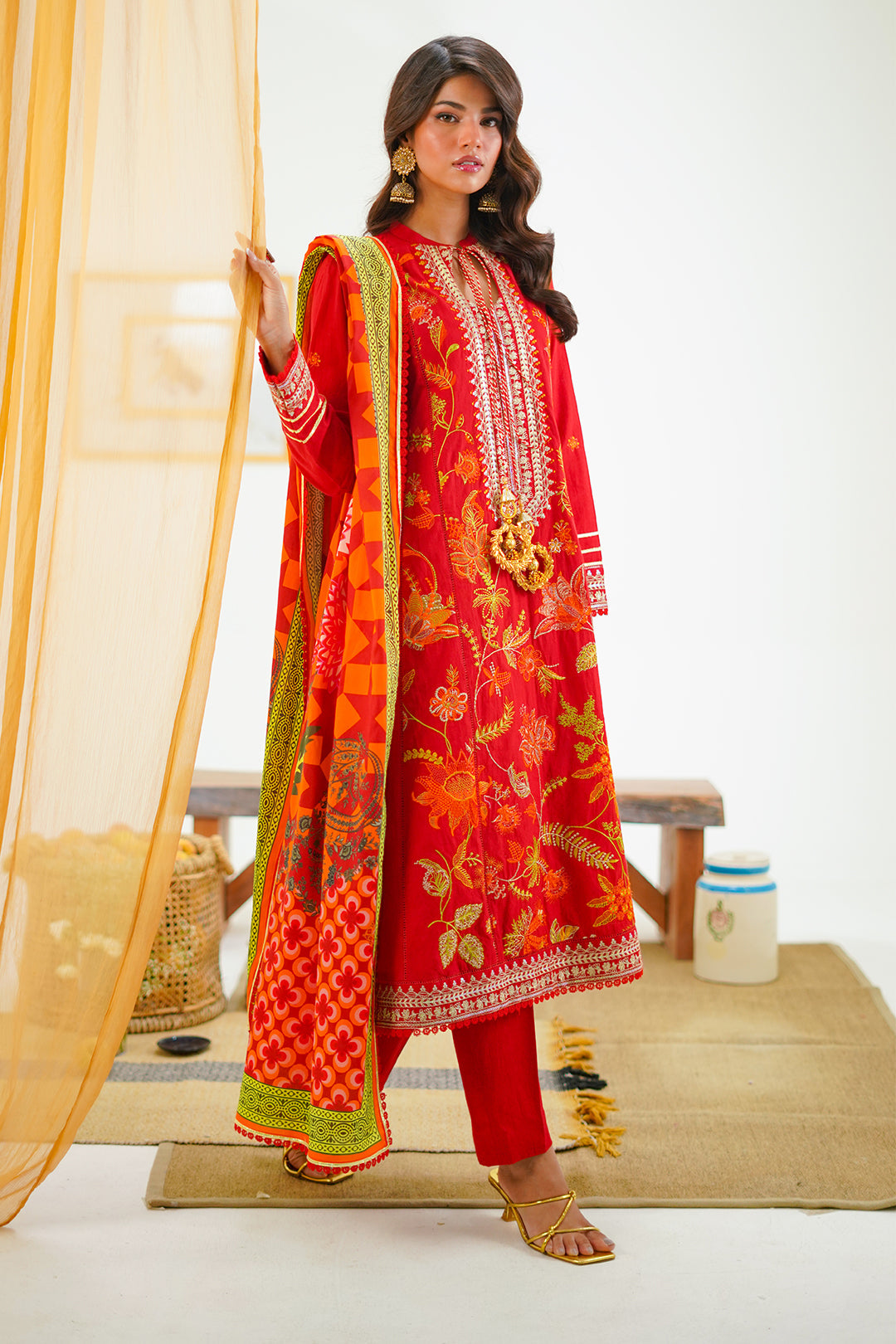 Zellbury | Unstitched 3 Piece Lawn | Embroidered Shirt Shalwar Dupatta - 1295 - House Of Zarish