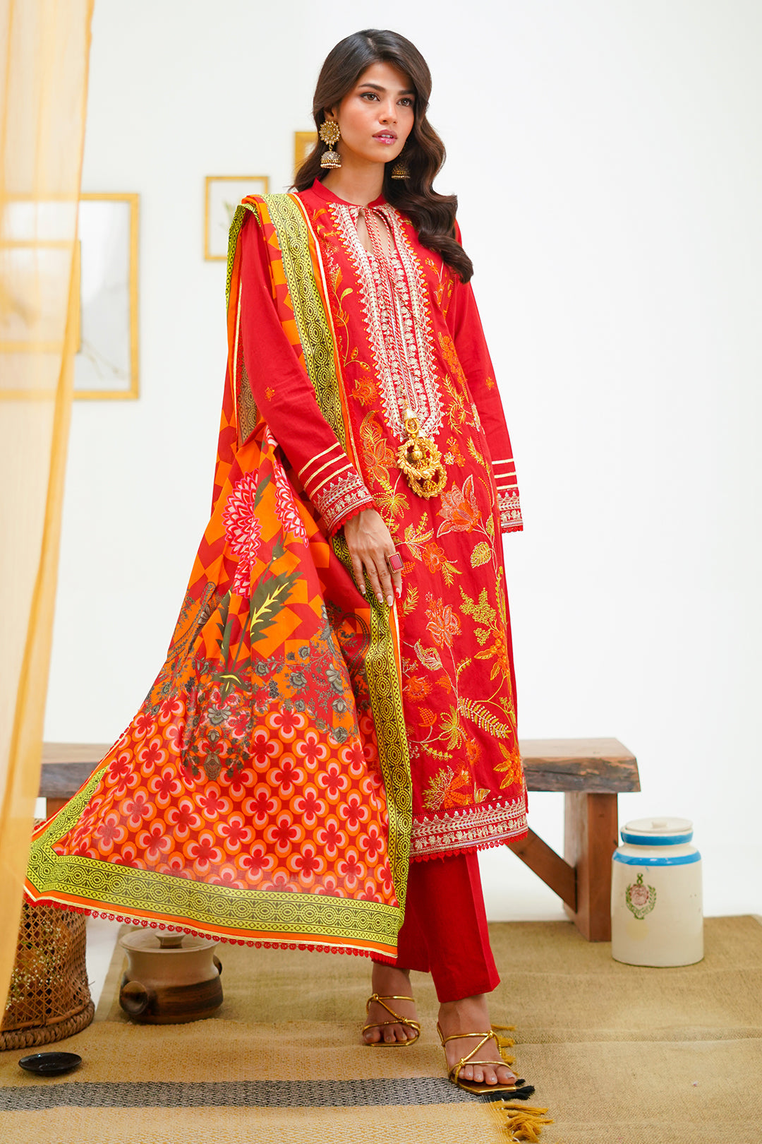 Zellbury | Unstitched 3 Piece Lawn | Embroidered Shirt Shalwar Dupatta - 1295 - House Of Zarish