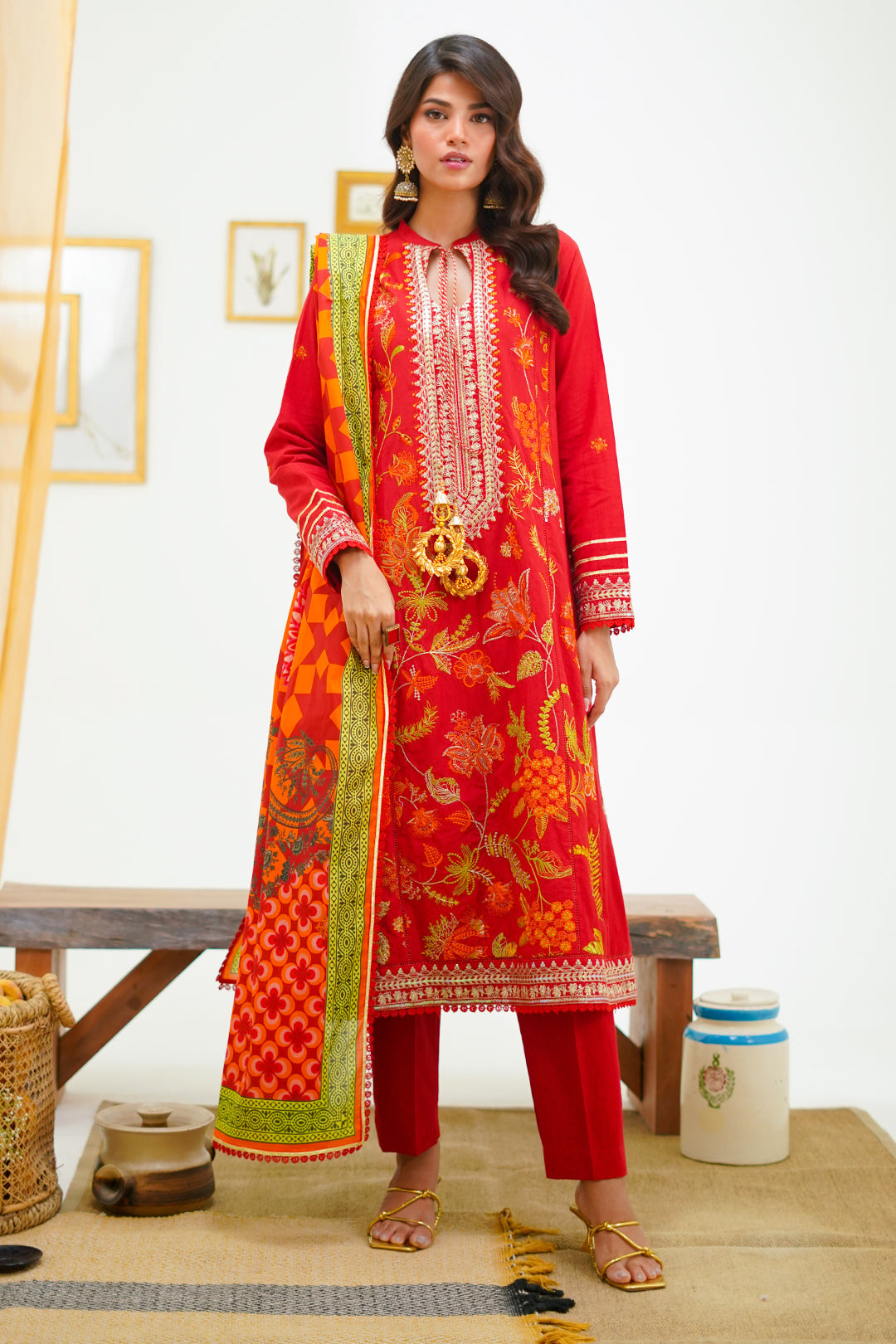 Zellbury | Unstitched 3 Piece Lawn | Embroidered Shirt Shalwar Dupatta - 1295 - House Of Zarish