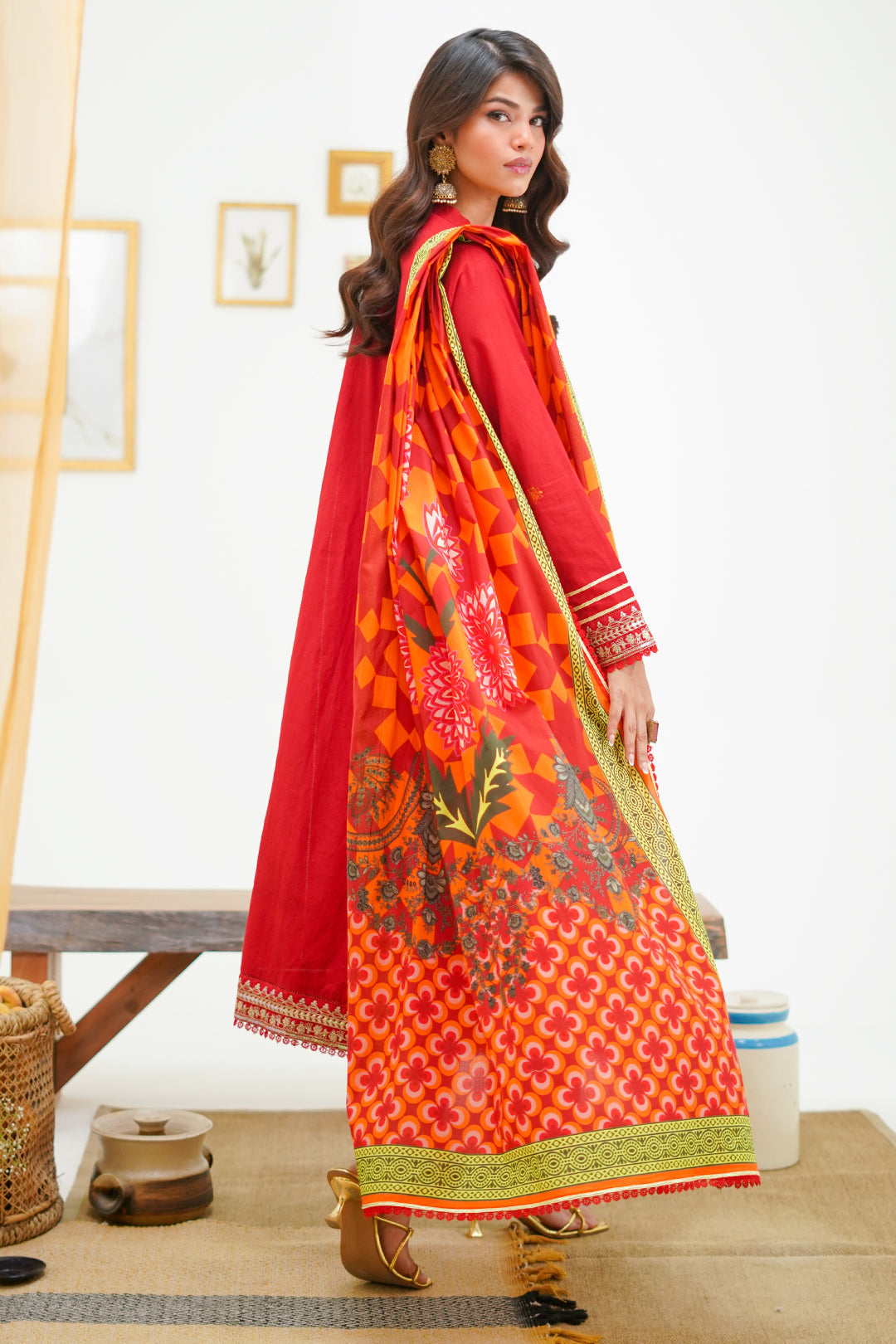 Zellbury | Unstitched 3 Piece Lawn | Embroidered Shirt Shalwar Dupatta - 1295 - House Of Zarish
