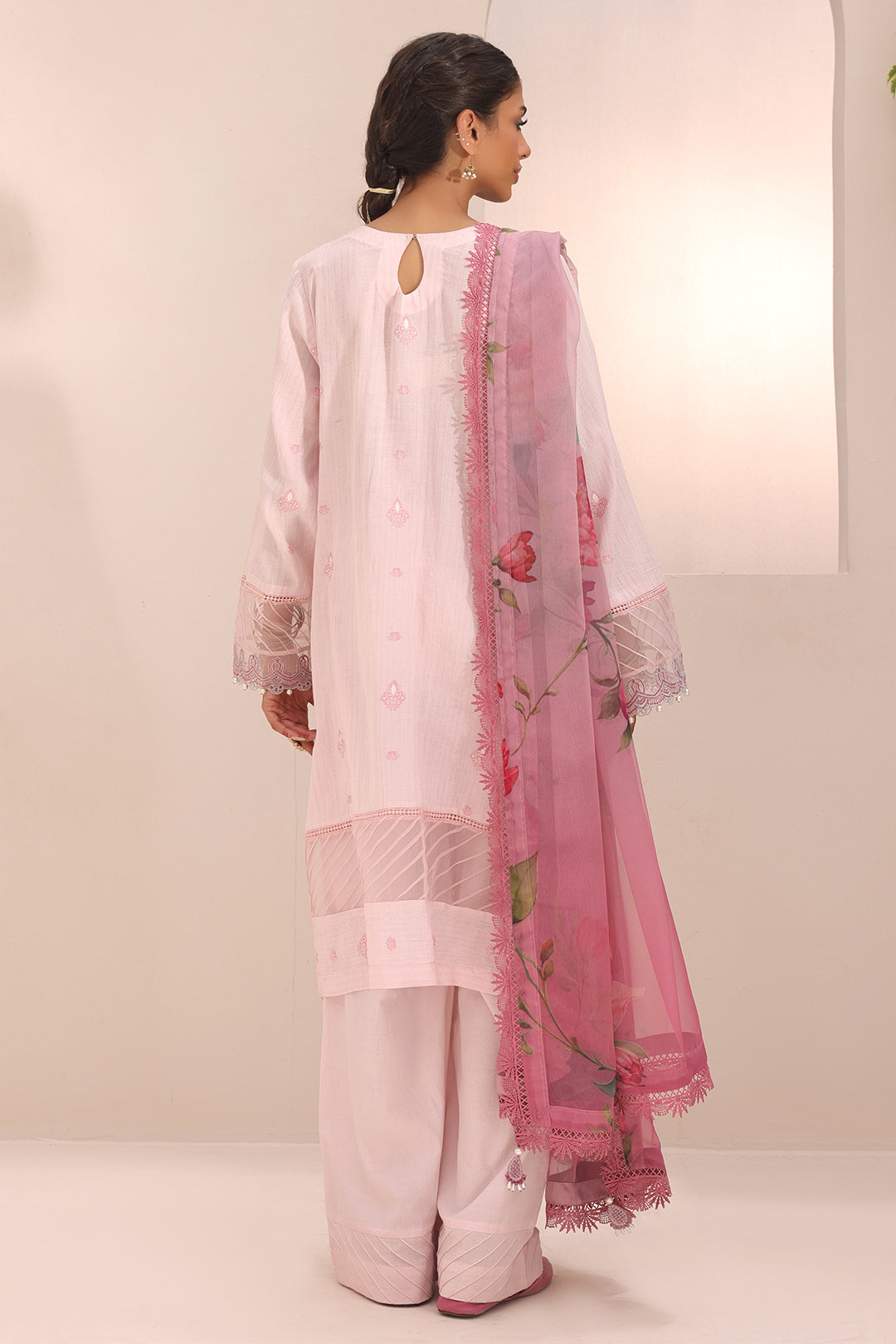 Zellbury | Unstitched 3 Piece Cambric | Embroidered Shirt Shalwar Dupatta - 1543 - House Of Zarish