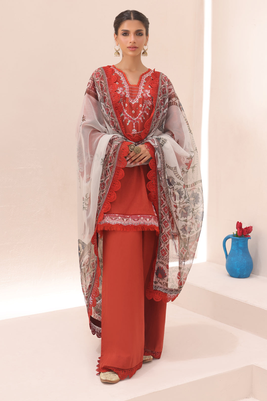 Zellbury | Unstitched 3 Piece Cambric | Embroidered Shirt Shalwar Dupatta - 1544 - House Of Zarish