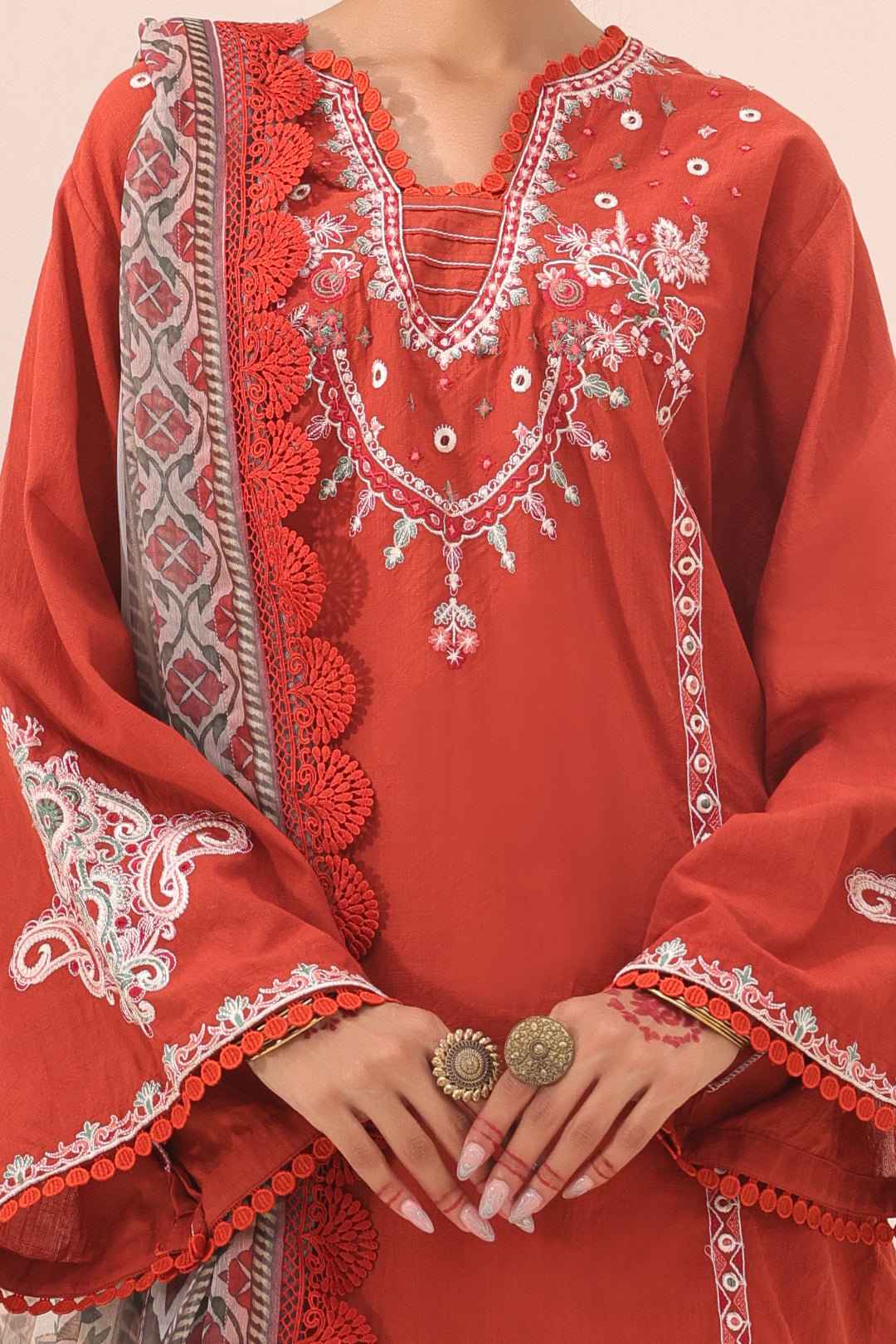 Zellbury | Unstitched 3 Piece Cambric | Embroidered Shirt Shalwar Dupatta - 1544 - House Of Zarish