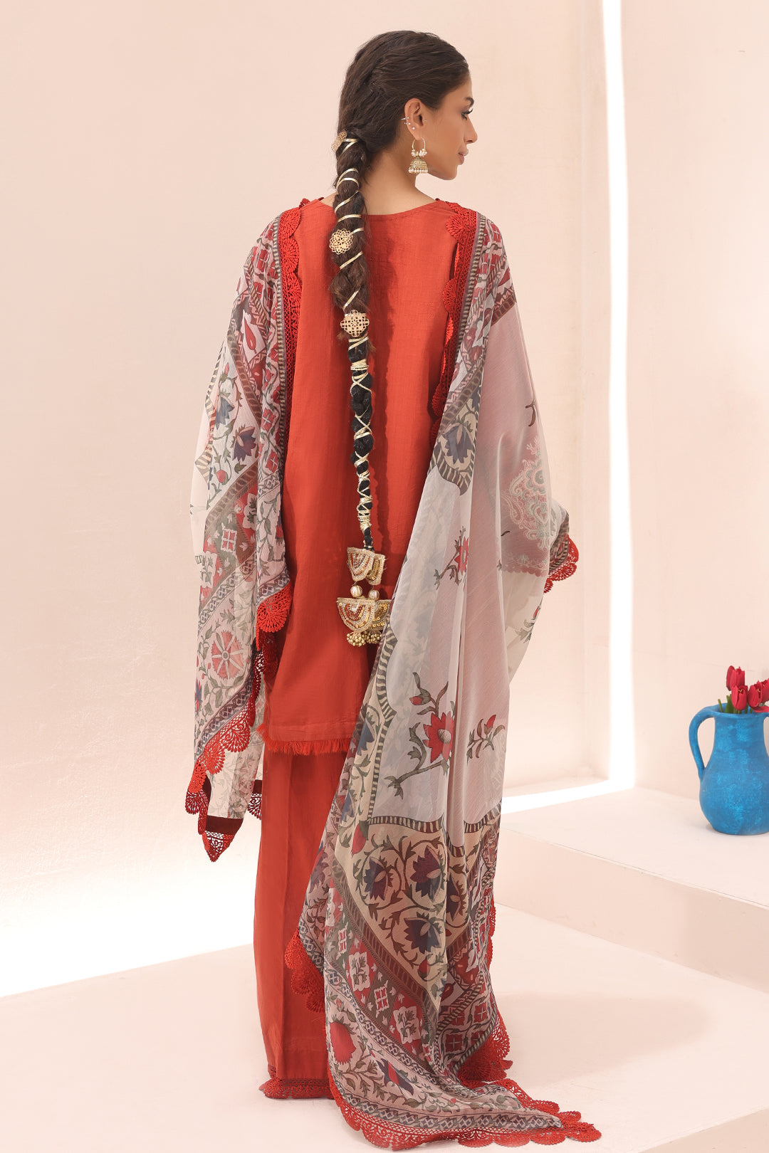 Zellbury | Unstitched 3 Piece Cambric | Embroidered Shirt Shalwar Dupatta - 1544 - House Of Zarish