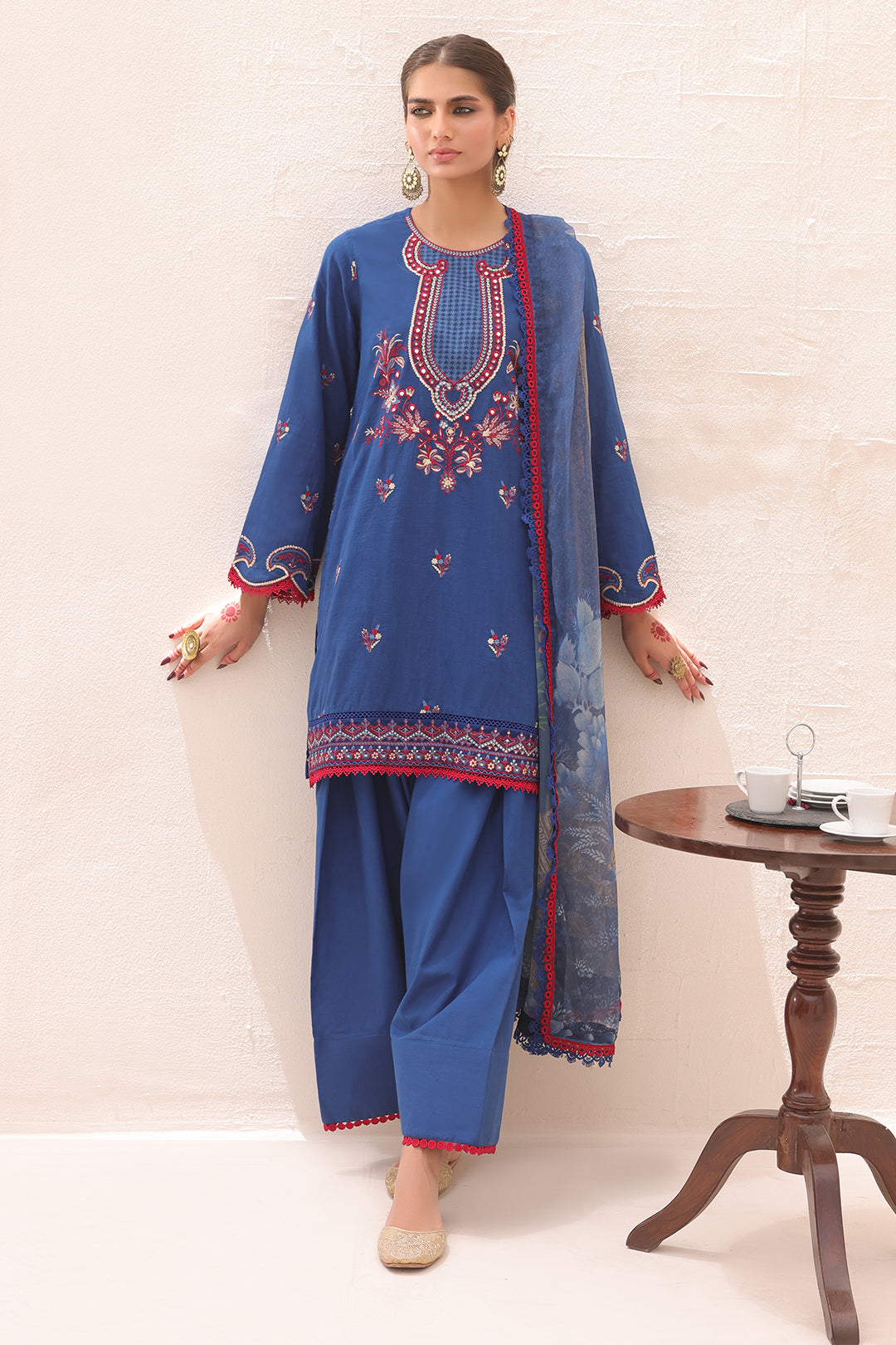 Zellbury | Unstitched 3 Piece Lawn | Embroidered Shirt Shalwar Dupatta - 1551 - House Of Zarish