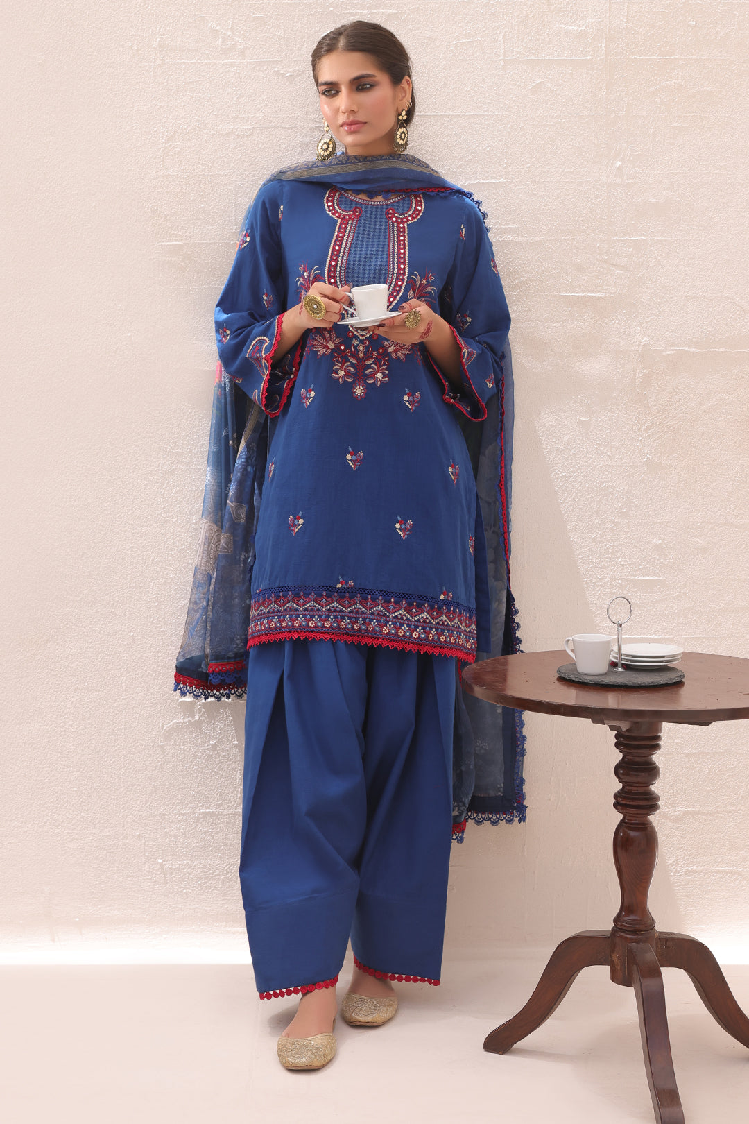 Zellbury | Unstitched 3 Piece Lawn | Embroidered Shirt Shalwar Dupatta - 1551 - House Of Zarish