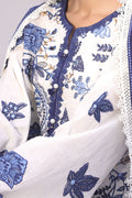 Zellbury | Unstitched 3 Piece Cambric | Embroidered Shirt Shalwar Dupatta - 1554 - House Of Zarish