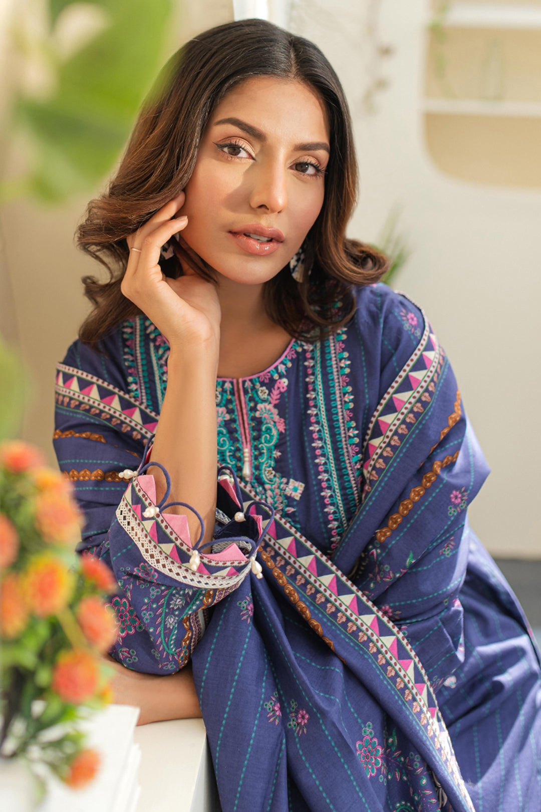 Zellbury | Unstitched 3 Piece Lawn | Embroidered Shirt Shalwar Dupatta - 1680 - House Of Zarish