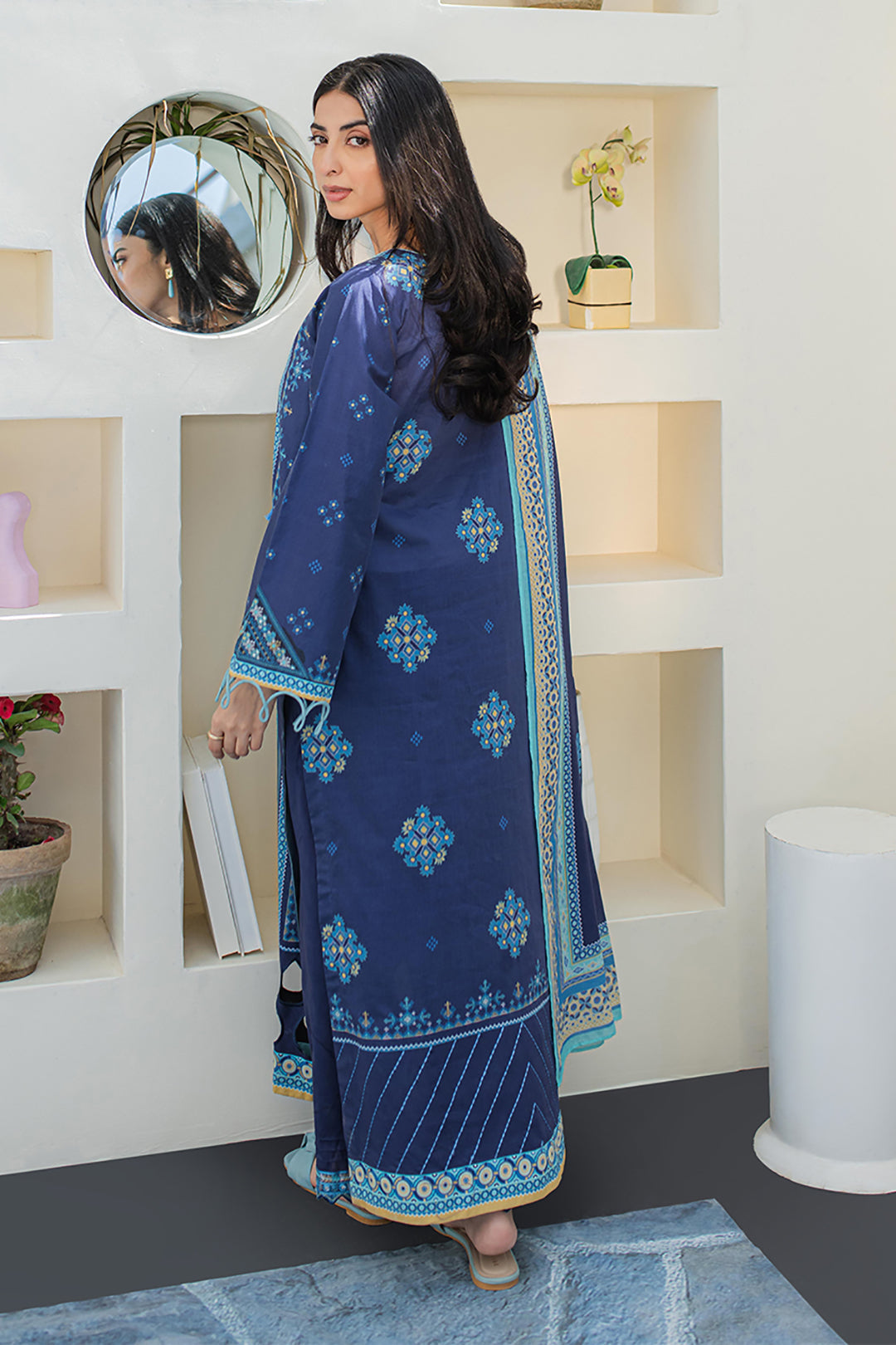 Zellbury | Unstitched 3 Piece Lawn | Embroidered Shirt Shalwar Dupatta - 1681 - House Of Zarish