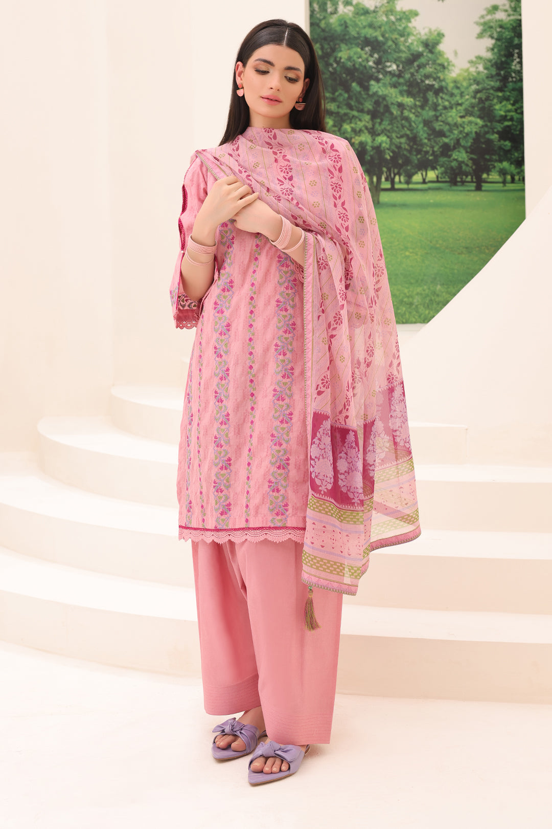 Zellbury | Unstitched 3 Piece Jacquard | Embroidered Shirt Shalwar Dupatta - 1765 - House Of Zarish