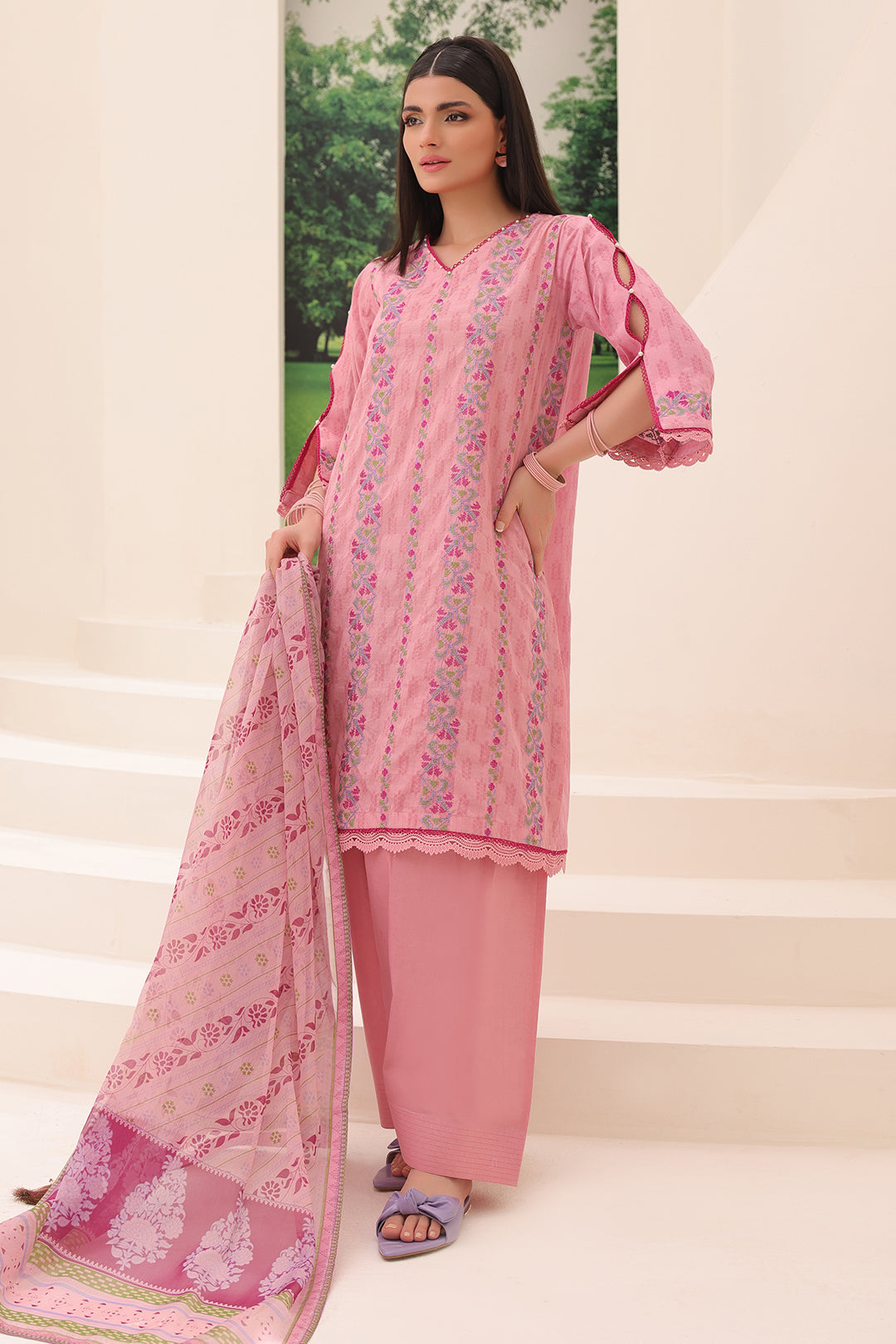 Zellbury | Unstitched 3 Piece Jacquard | Embroidered Shirt Shalwar Dupatta - 1765 - House Of Zarish