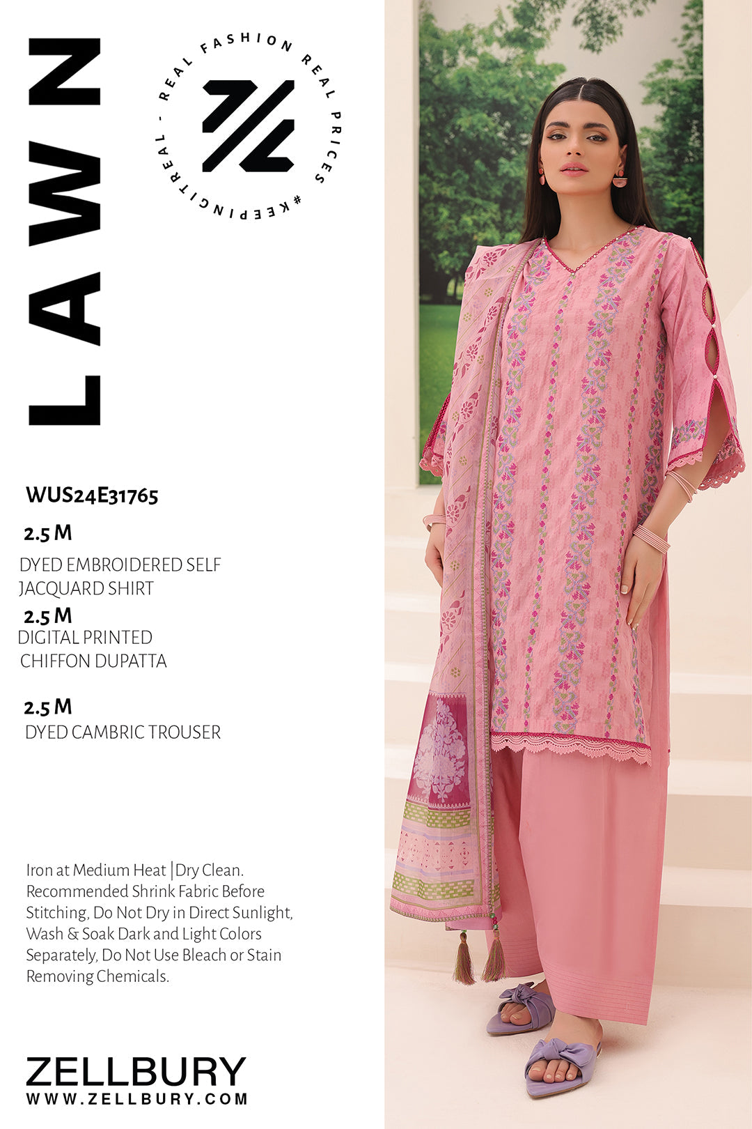 Zellbury | Unstitched 3 Piece Jacquard | Embroidered Shirt Shalwar Dupatta - 1765 - House Of Zarish