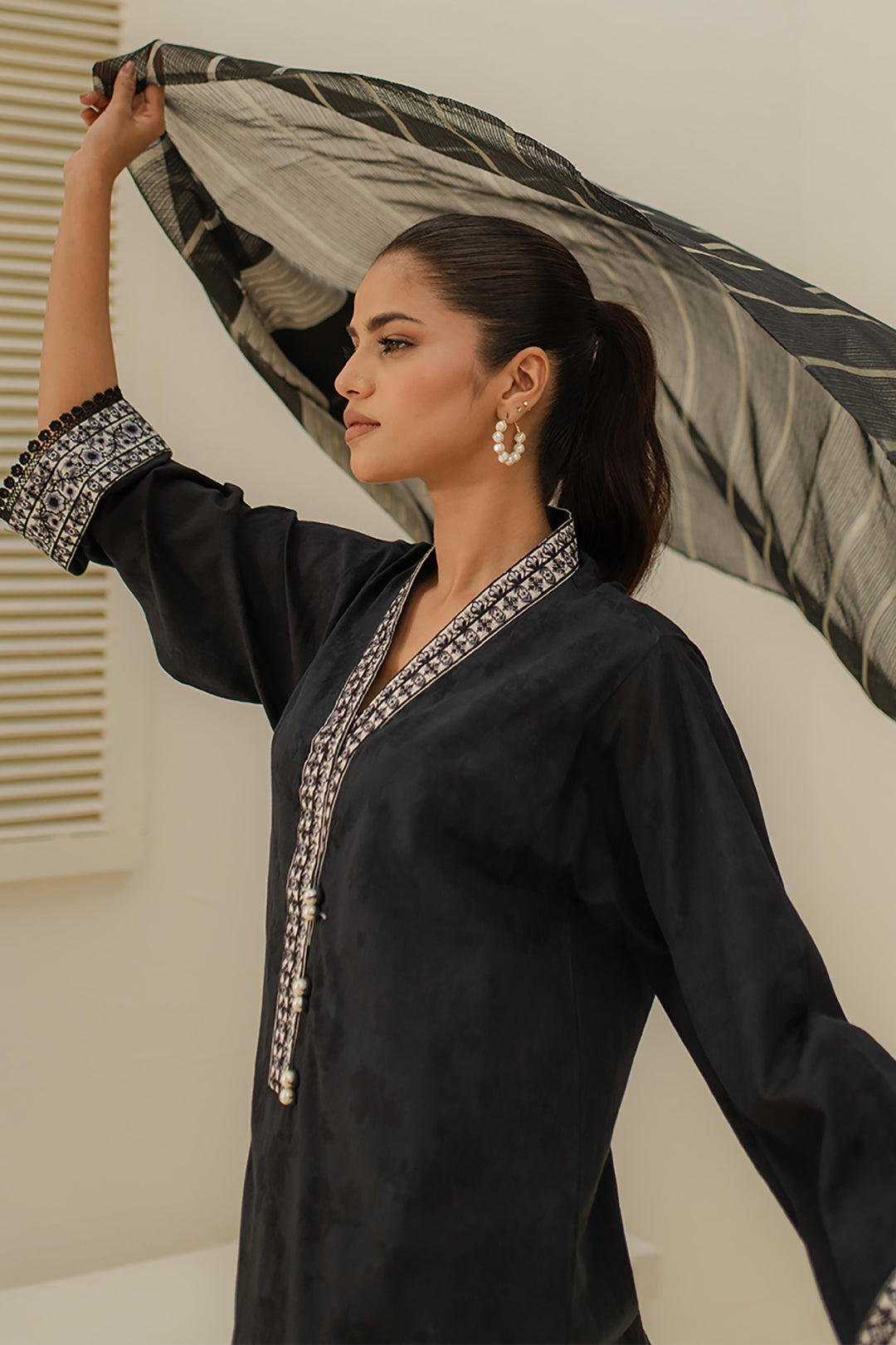 Zellbury | Unstitched 3 Piece Green | Embroidered Shirt Shalwar Dupatta - 1768 - House Of Zarish