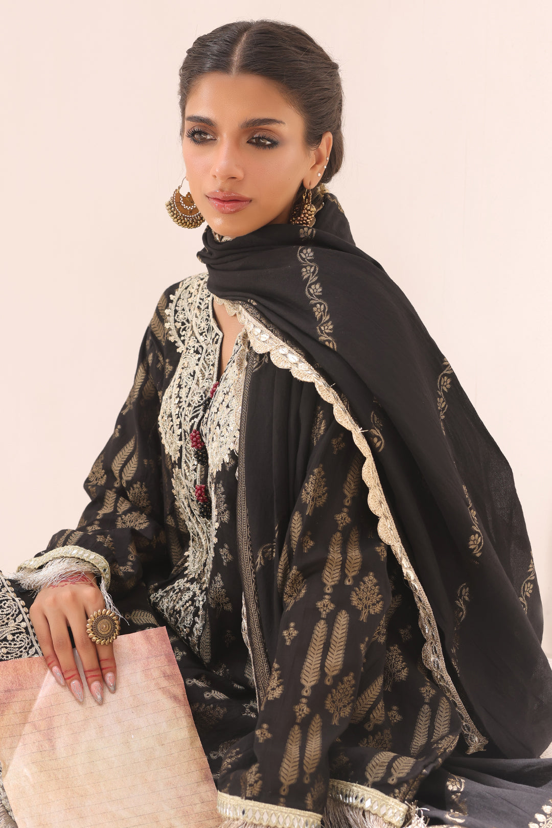 Zellbury | Unstitched 3 Piece Jacquard | Embroidered Shirt Shalwar Dupatta - 1799 - House Of Zarish