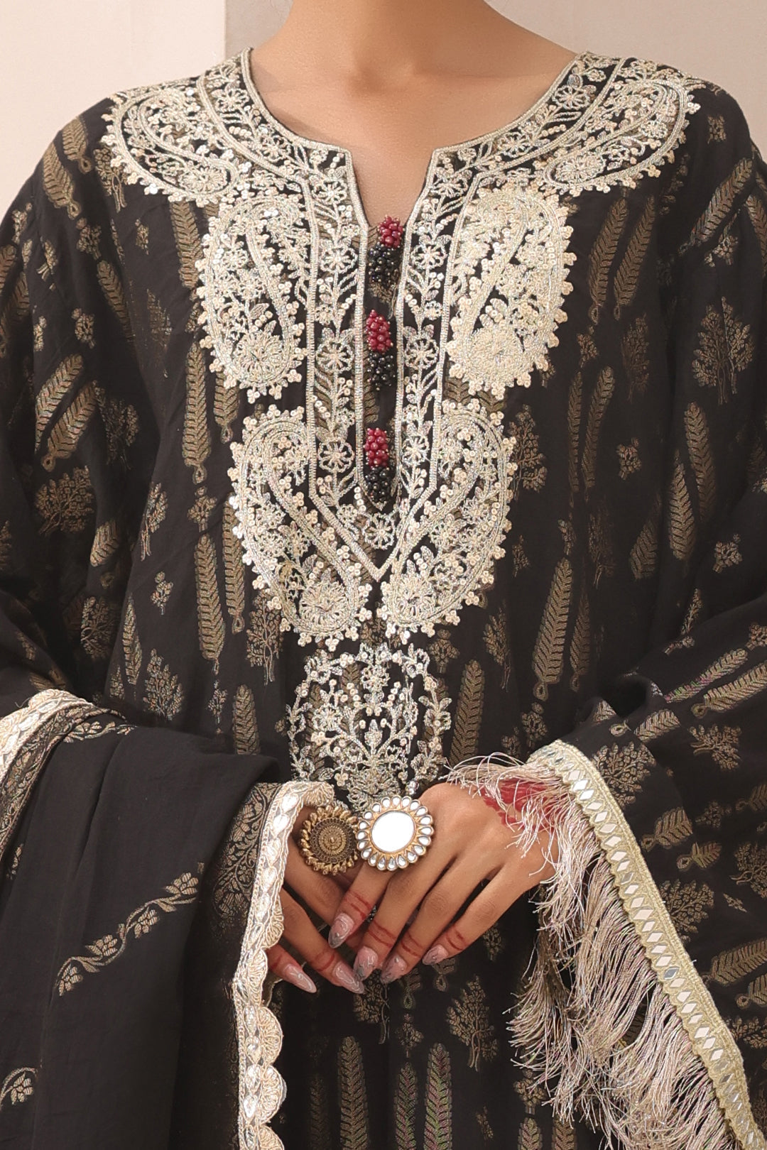 Zellbury | Unstitched 3 Piece Jacquard | Embroidered Shirt Shalwar Dupatta - 1799 - House Of Zarish