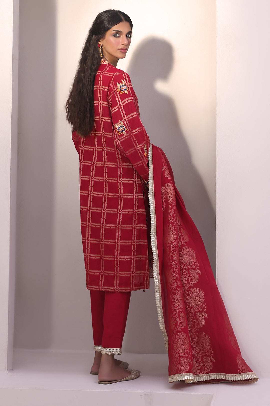 Zellbury | Unstitched 3 Piece Jacquard | Embroidered Shirt Shalwar Dupatta - 1803 - House Of Zarish