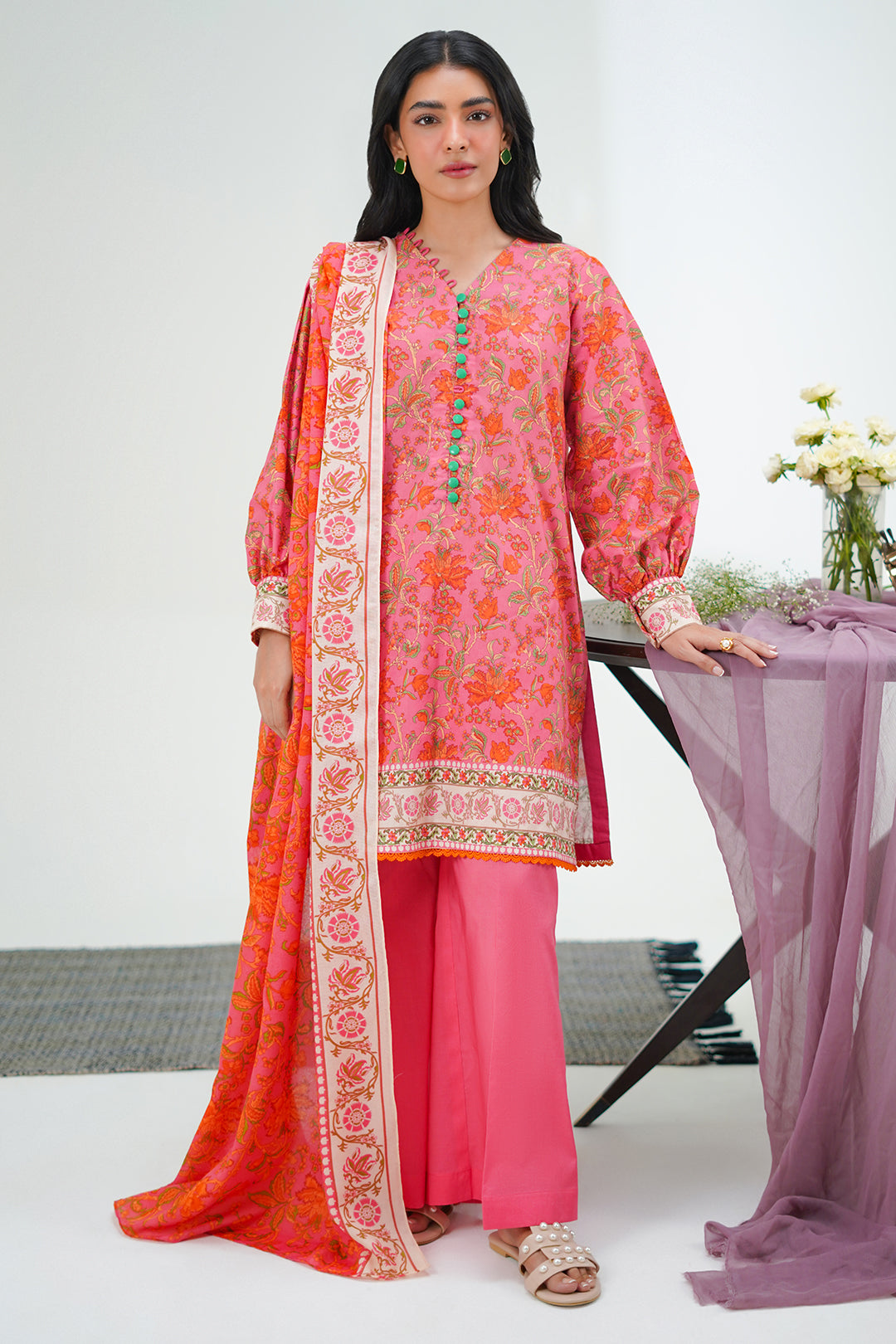 Zellbury | Unstitched 2 Piece Lawn | Shirt Dupatta - 1301 - House Of Zarish