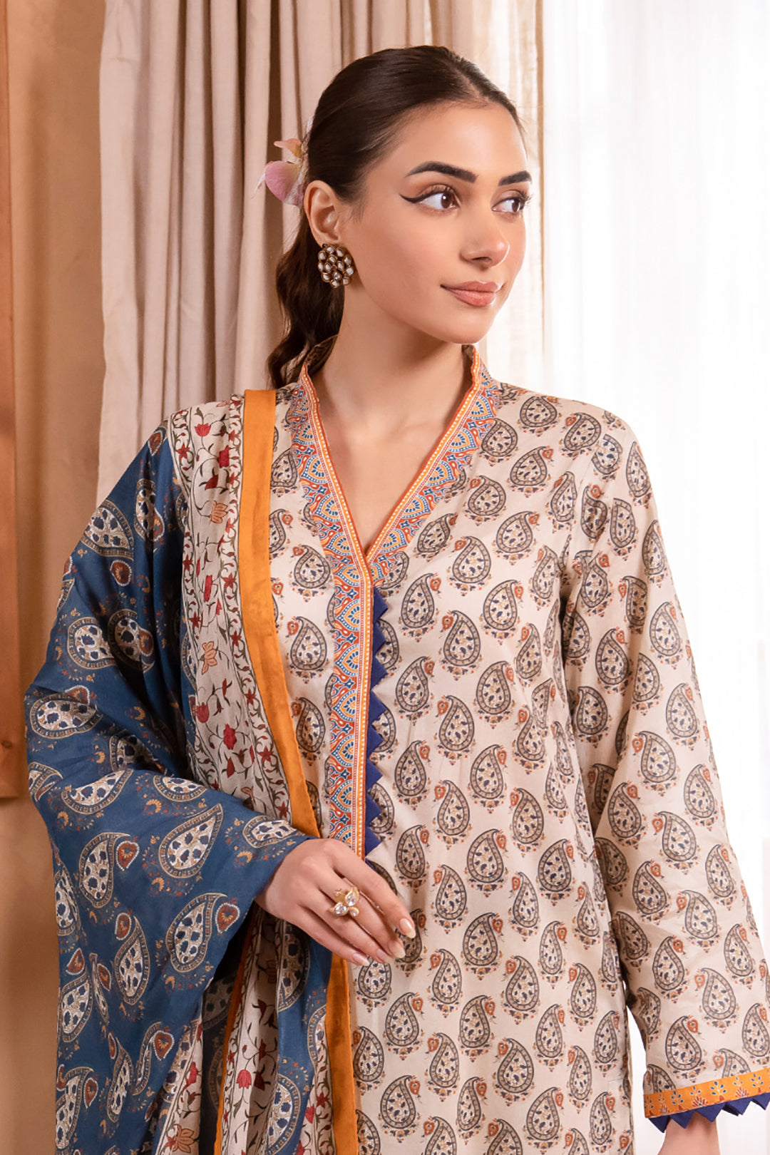 Zellbury | Unstitched 3 Piece Lawn | Shirt Shalwar Dupatta - 1067 - House Of Zarish