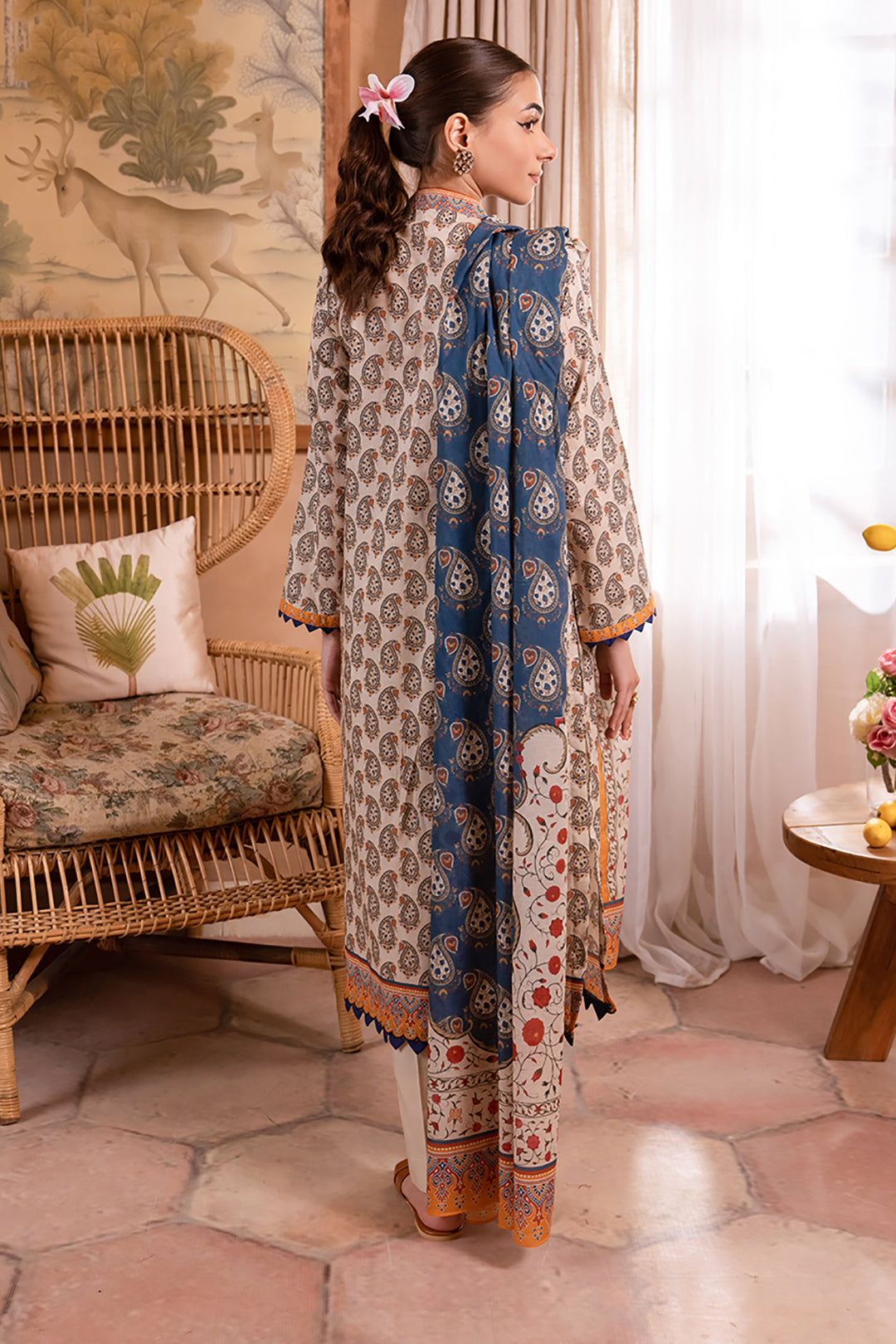 Zellbury | Unstitched 3 Piece Lawn | Shirt Shalwar Dupatta - 1067 - House Of Zarish