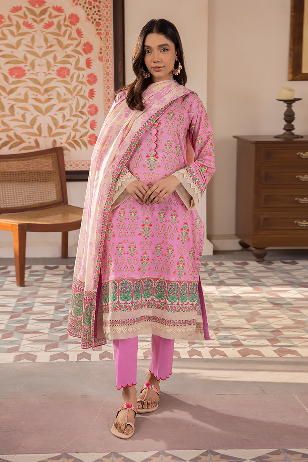 Zellbury | Unstitched 3 Piece Lawn | Shirt Shalwar Dupatta - 1070 - House Of Zarish