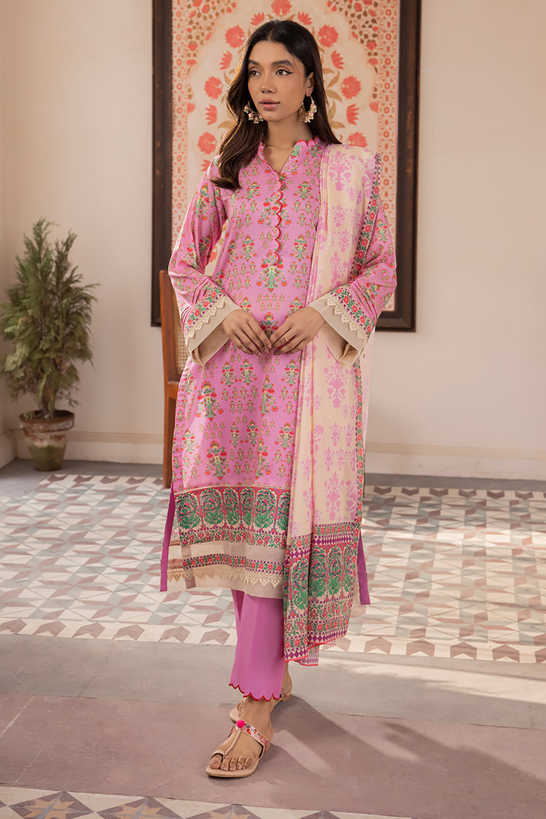 Zellbury | Unstitched 3 Piece Lawn | Shirt Shalwar Dupatta - 1070 - House Of Zarish