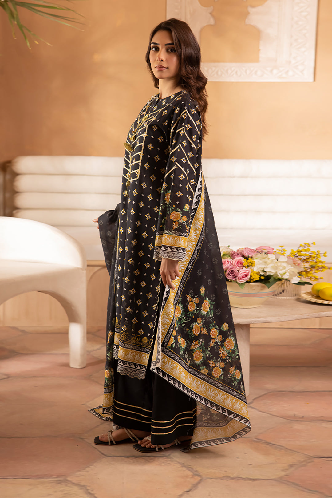 Zellbury | Unstitched 3 Piece Lawn | Shirt Shalwar Dupatta - 1081 - Libasekhas