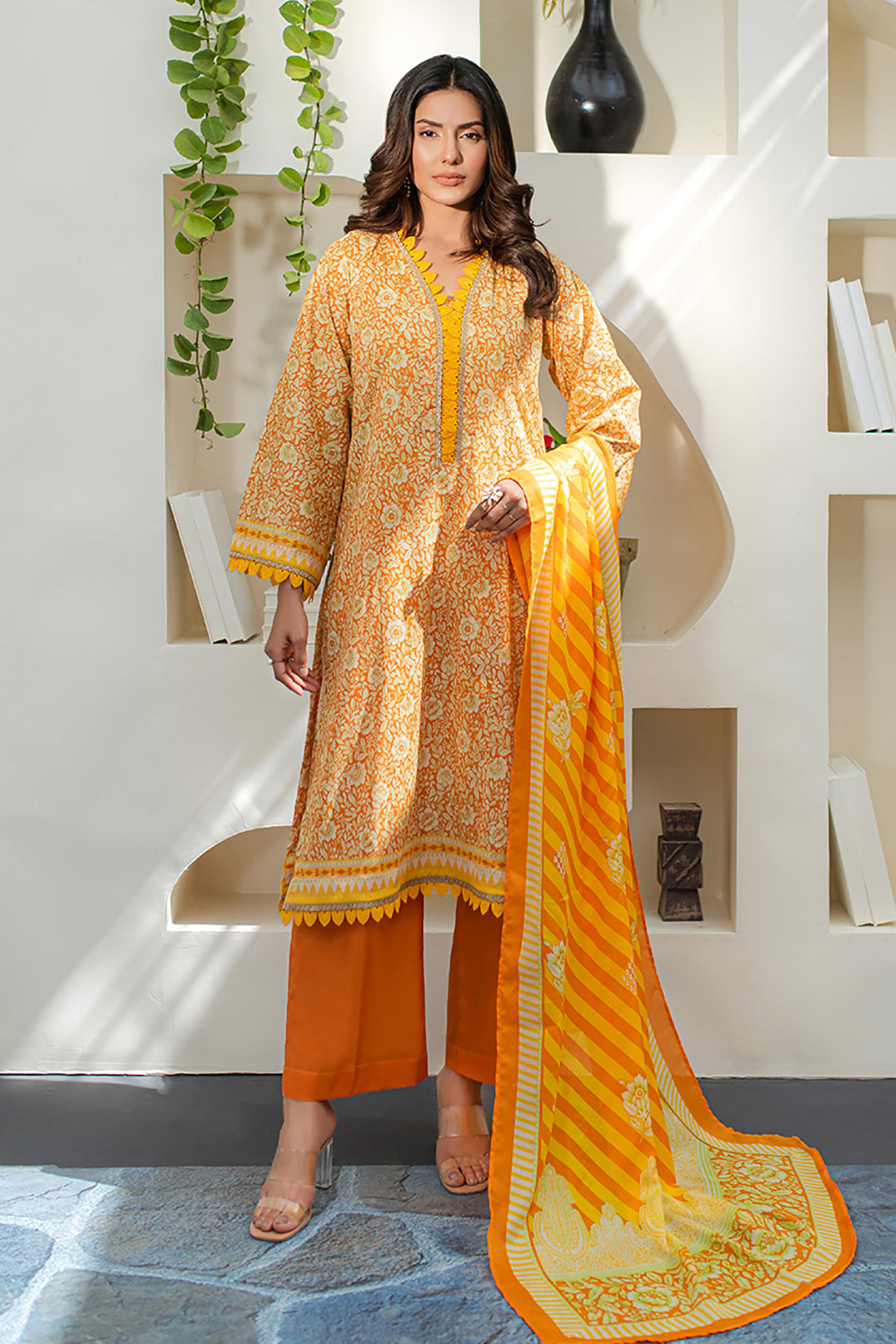 Zellbury | Unstitched 3 Piece Lawn | Shirt Shalwar Dupatta - 1197 - House Of Zarish