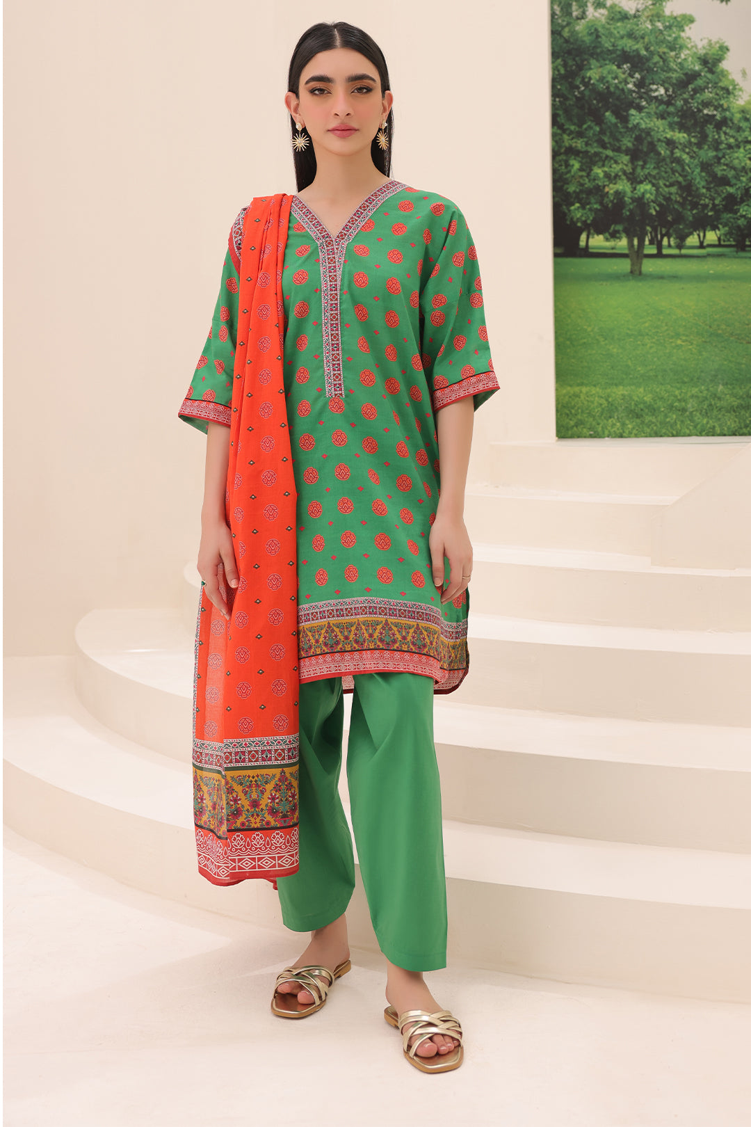 Zellbury | Unstitched 3 Piece Lawn | Shirt Shalwar Dupatta - 1221 - House Of Zarish
