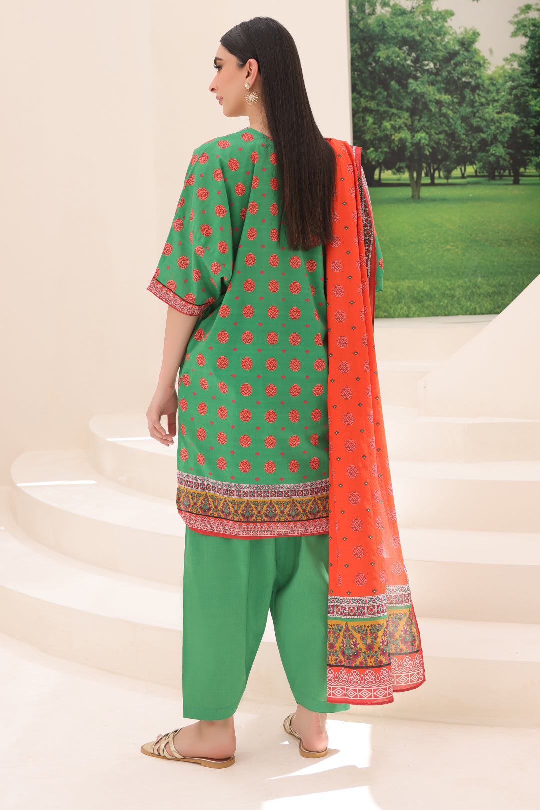 Zellbury | Unstitched 3 Piece Lawn | Shirt Shalwar Dupatta - 1221 - Libasekhas