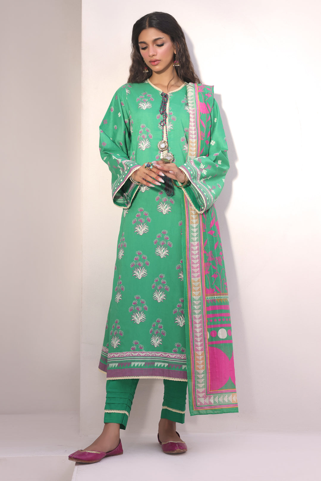 Zellbury | Unstitched 3 Piece Lawn | Shirt Shalwar Dupatta - 1238 - House Of Zarish