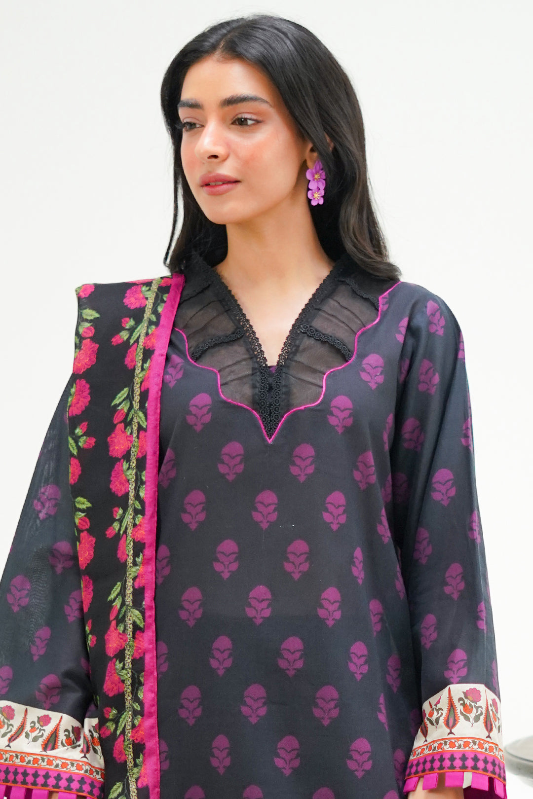 Zellbury | Unstitched 3 Piece Lawn | Shirt Shalwar Dupatta - 1324 - House Of Zarish