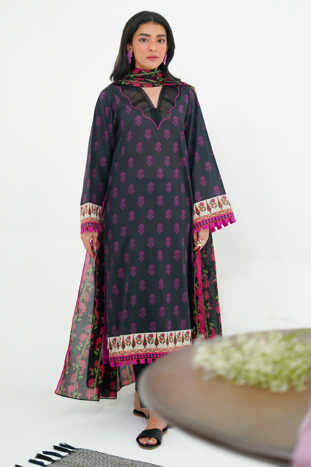 Zellbury | Unstitched 3 Piece Lawn | Shirt Shalwar Dupatta - 1324 - House Of Zarish