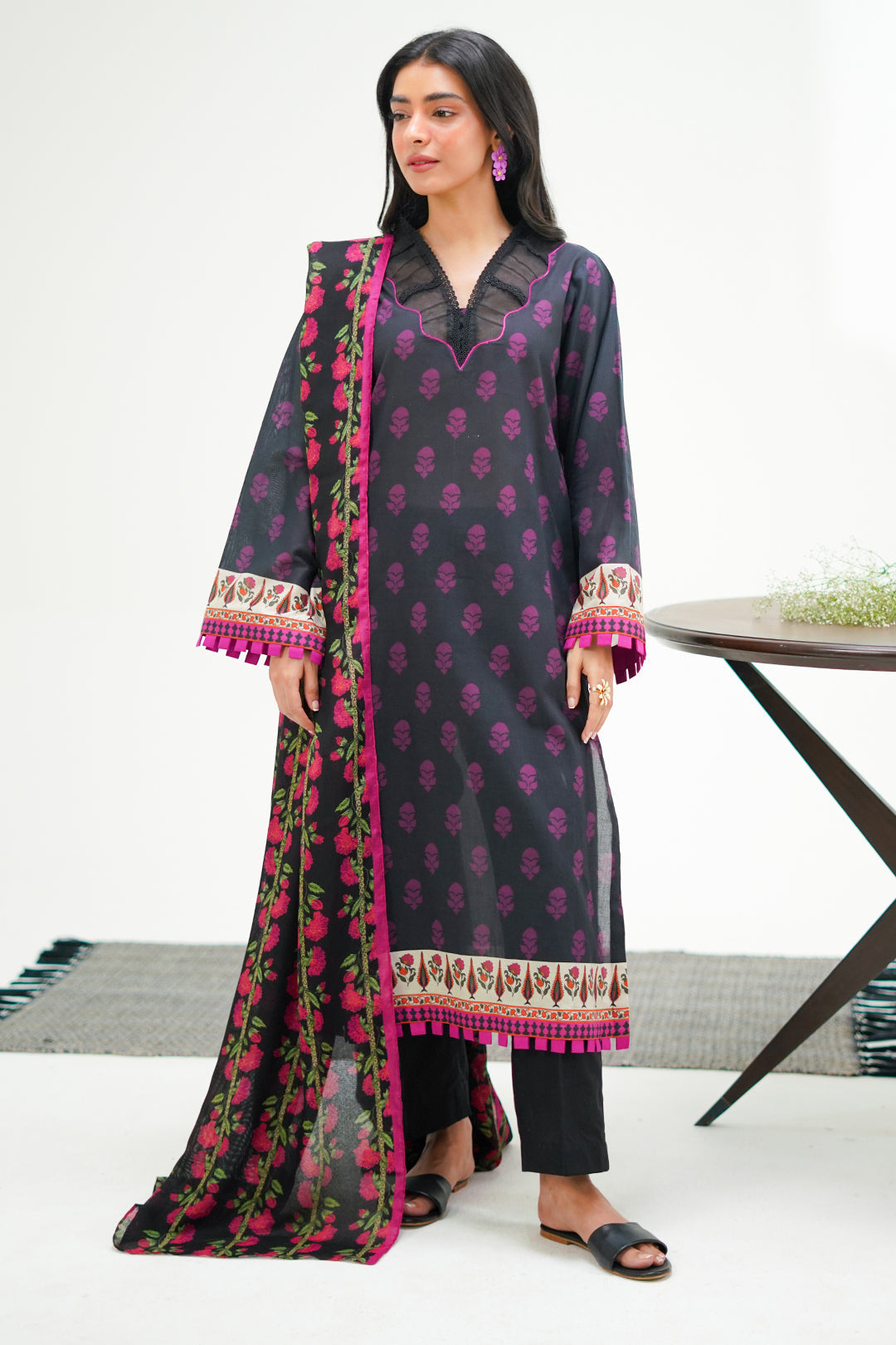 Zellbury | Unstitched 3 Piece Lawn | Shirt Shalwar Dupatta - 1324 - House Of Zarish