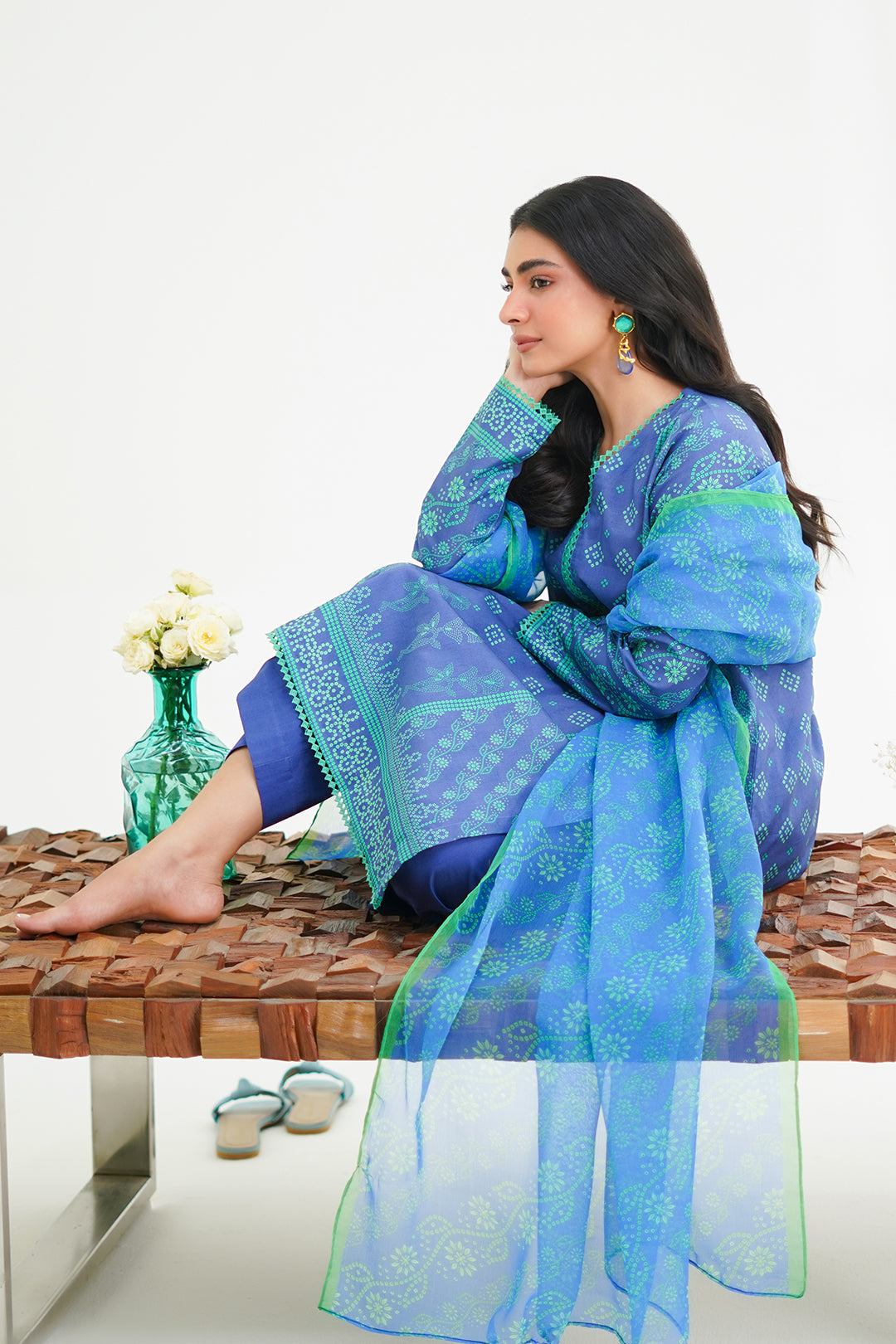 Zellbury | Unstitched 3 Piece Lawn | Shirt Shalwar Dupatta - 1417 - House Of Zarish