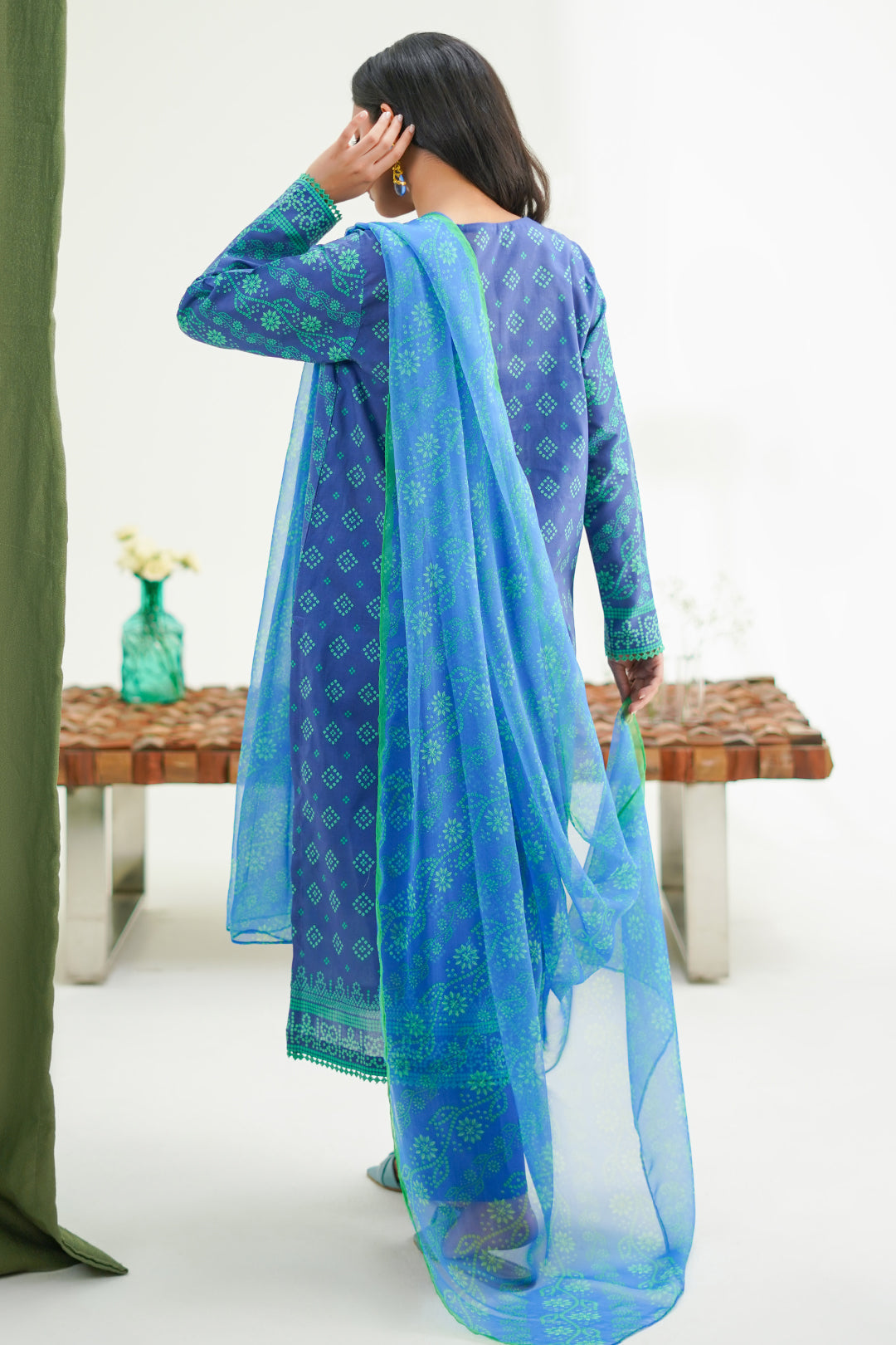 Zellbury | Unstitched 3 Piece Lawn | Shirt Shalwar Dupatta - 1417 - House Of Zarish