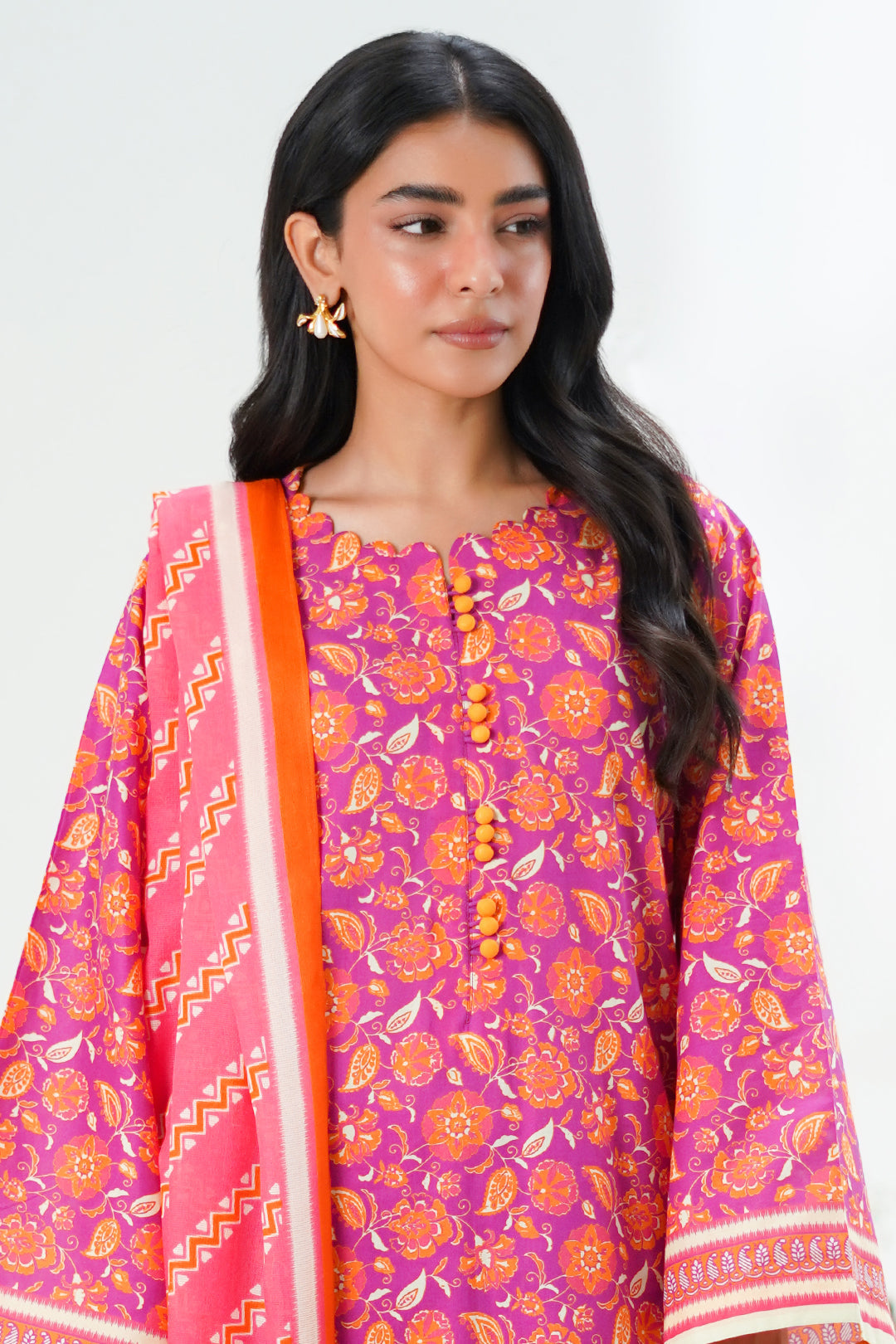 Zellbury | Unstitched 3 Piece Lawn | Shirt Shalwar Dupatta - 1421 - House Of Zarish