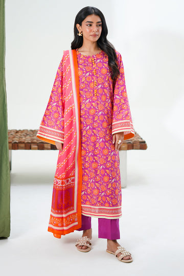 Zellbury | Unstitched 3 Piece Lawn | Shirt Shalwar Dupatta - 1421 - House Of Zarish