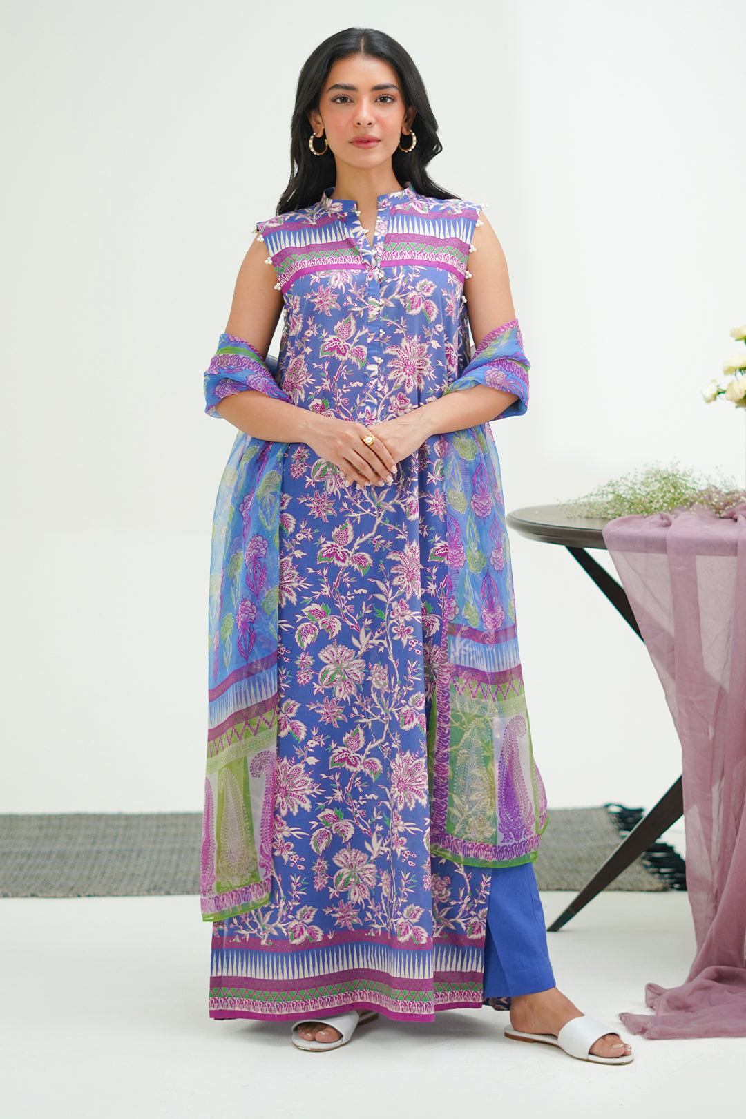 Zellbury | Unstitched 3 Piece Lawn | Shirt Shalwar Dupatta - 1501 - House Of Zarish