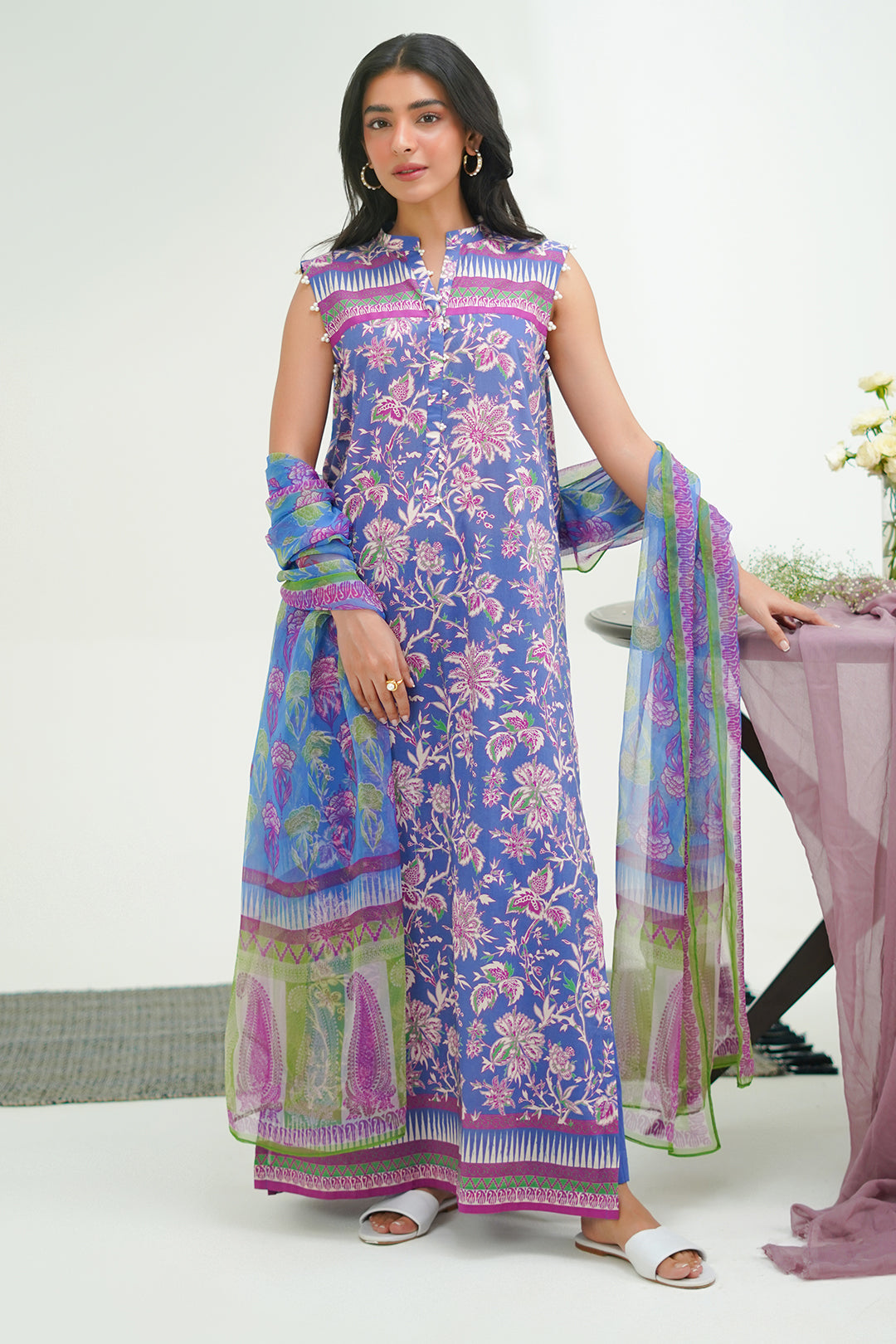 Zellbury | Unstitched 3 Piece Lawn | Shirt Shalwar Dupatta - 1501 - House Of Zarish