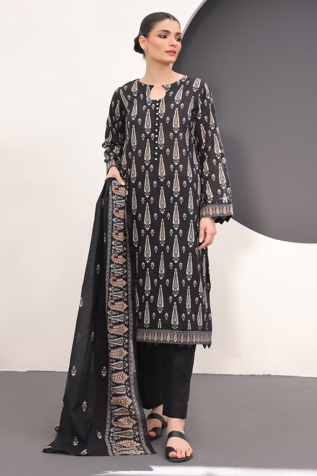 Zellbury | Unstitched 3 Piece Lawn | Shirt Shalwar Dupatta - 1517 - Libasekhas